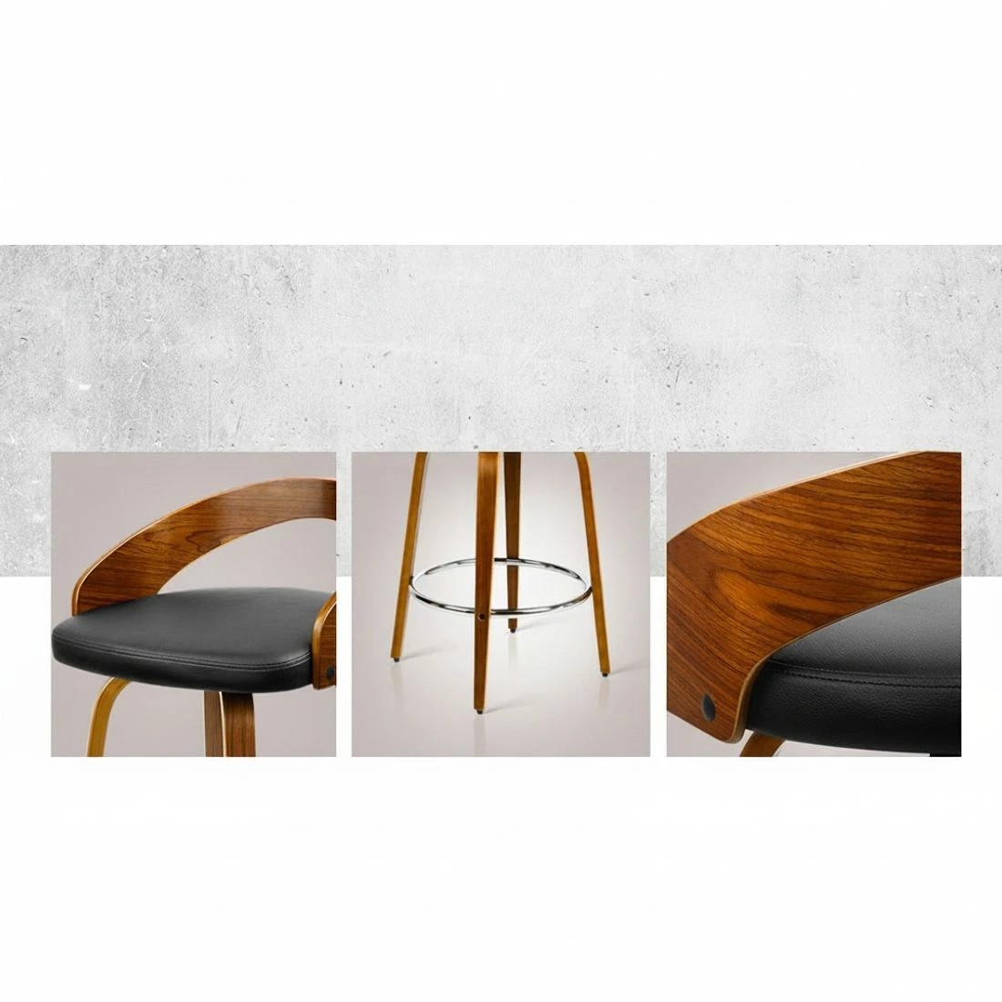 3 Artiss 4x Bar Stools Swivel Seat Curving Backrest - Black, 3 of 5