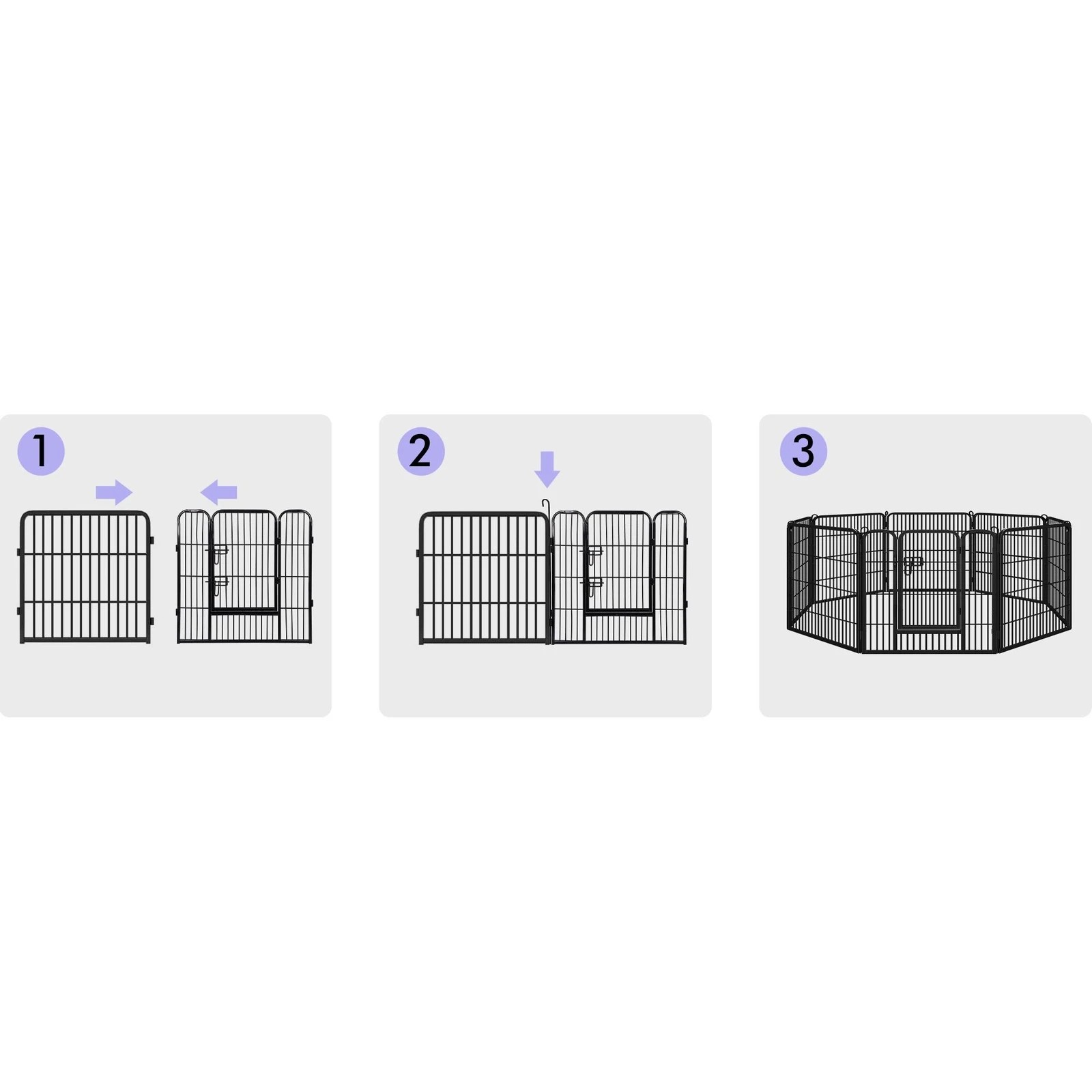 7 Beastie Dog Playpen Pet Enclosure Cage 8 Panel Metal Puppy Fence Exercise 24" - Black, 7 of 7