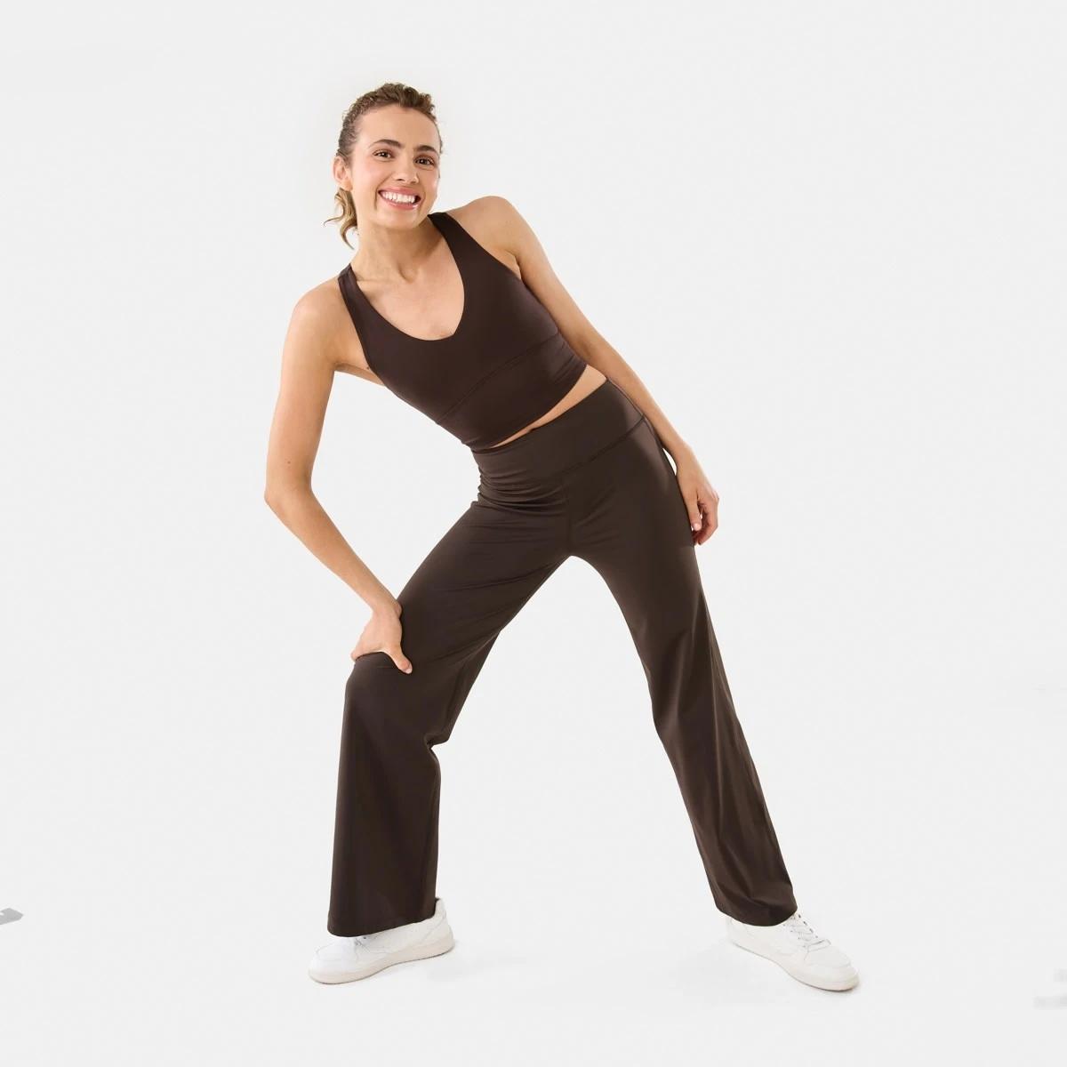 2 Active Womens Ultrasoft Longline Crop Top TUSCAN BROWN, 2 of 8