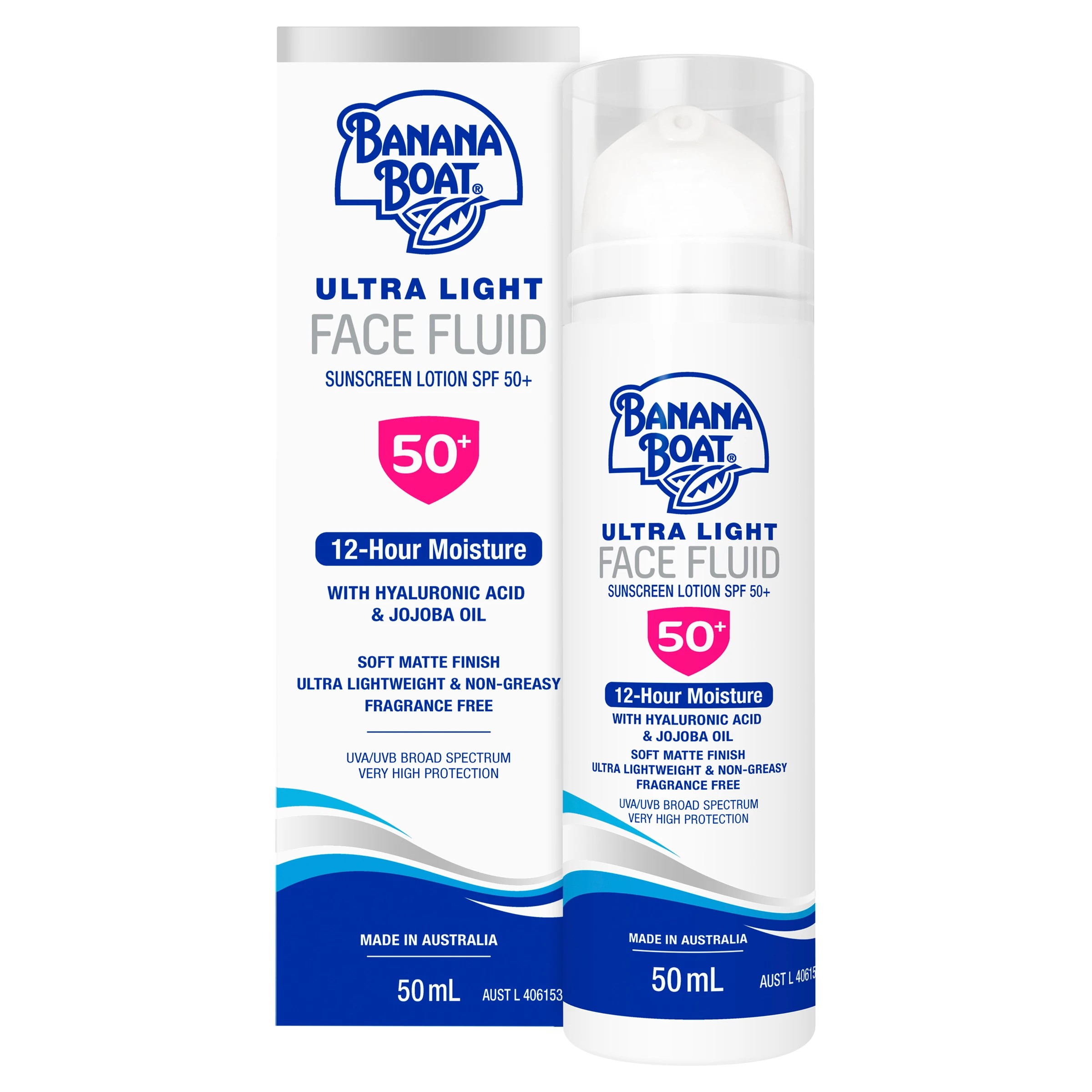 1 Banana Boat Ultra Light Face Fluid SPF 50+ Sunscreen Lotion 50ml - Hyaluronic Acid and Jojoba Oil, 1 of 7