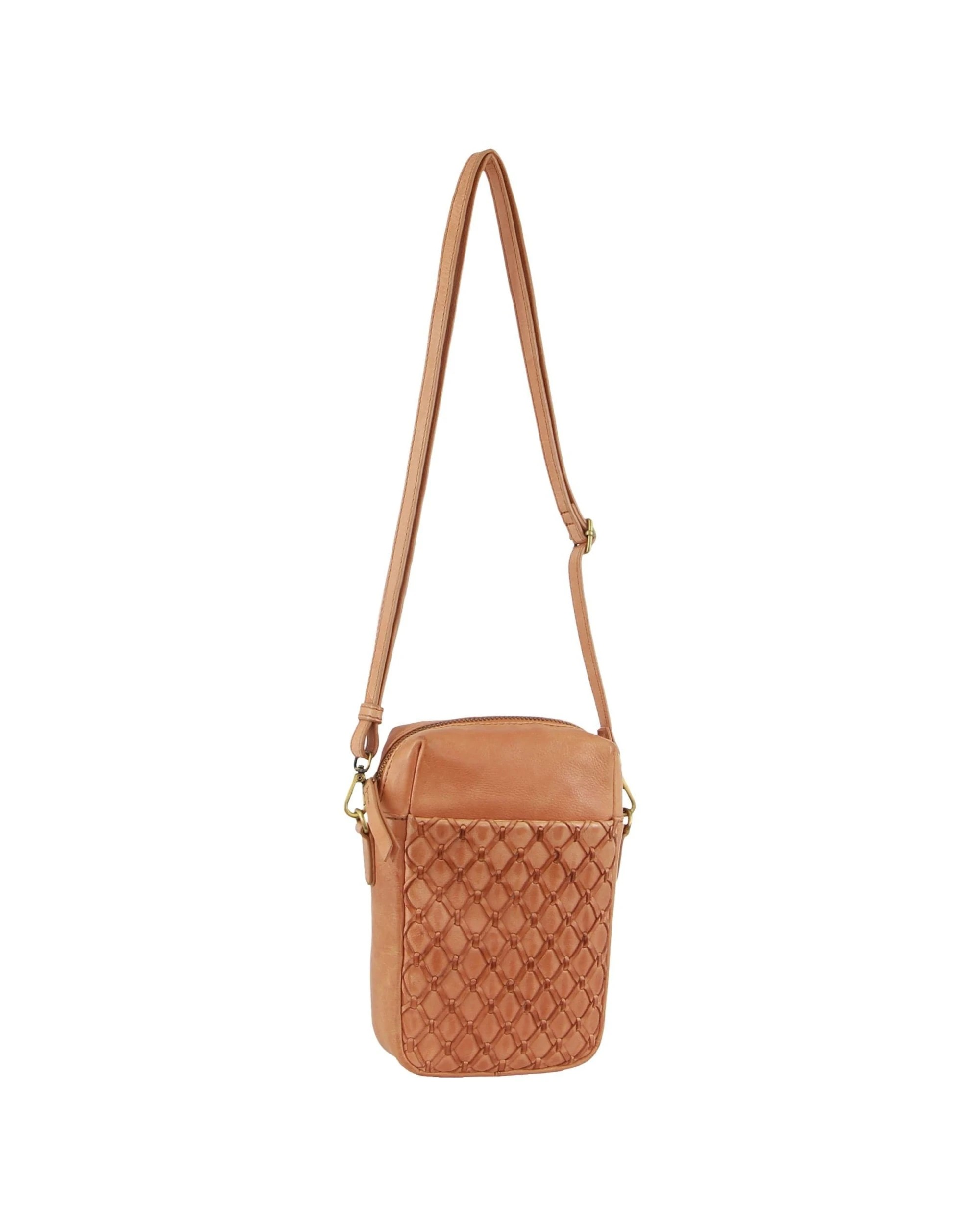1 Pierre Cardin Leather Embossed Phone Shoulder Crossbody Bag 20x14cm Apricot - Orange, 1 of 3