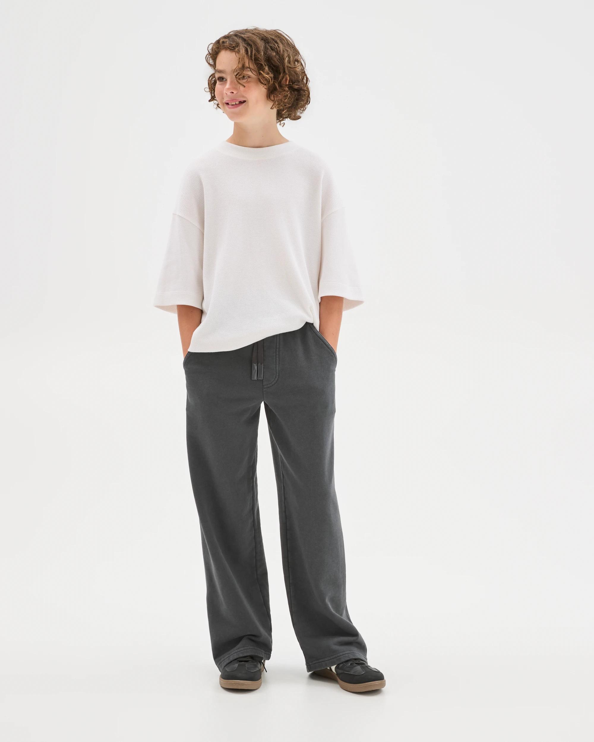 3 Target Kids Australian Cotton Blend French Terry Side Stripe Wide Leg Trackpants BLACK, 3 of 6