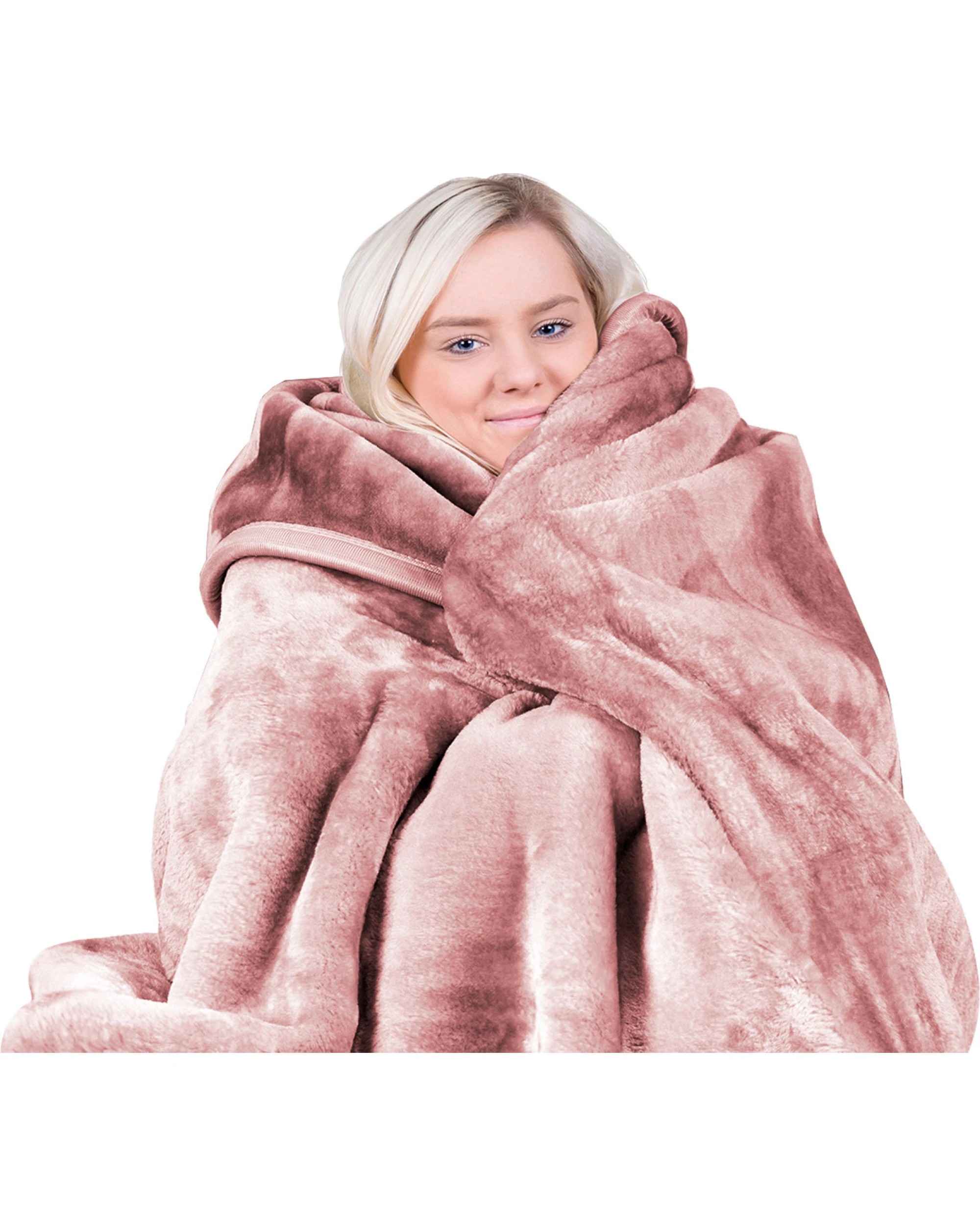 2 Laura Hill 800-gsm Mink Blanket Double-sided Soft Plush Bed Faux Throw Rug Pink
 - Queen Bed, 2 of 10