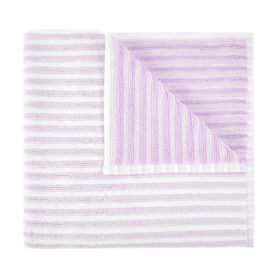 1 Cotton Reversible Stripe Bath Towel - Lilac, 1 of 6