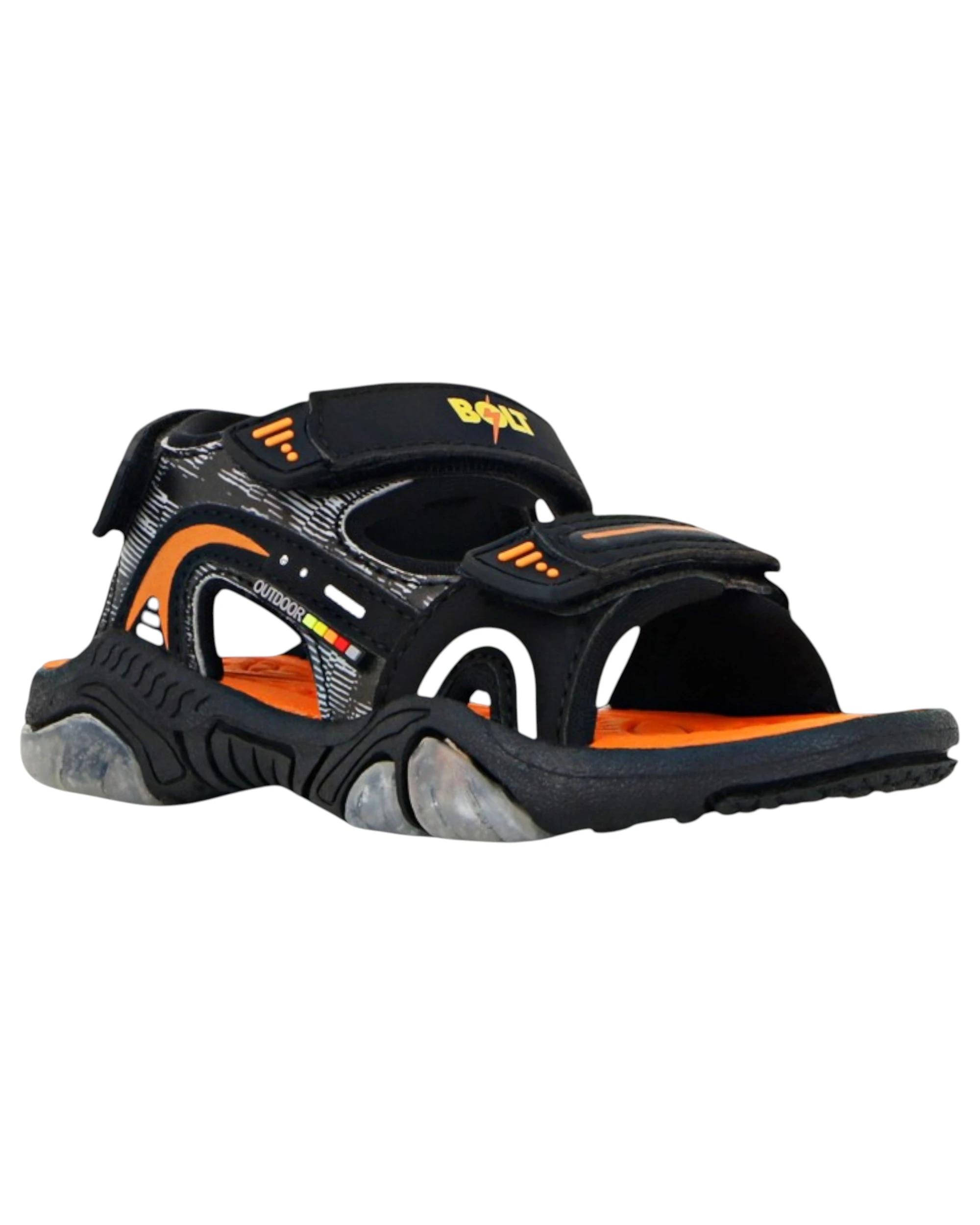 1 Lightning Bolt Kids Boys Lawson Strap Sandals BLACK/ORANGE, 1 of 3
