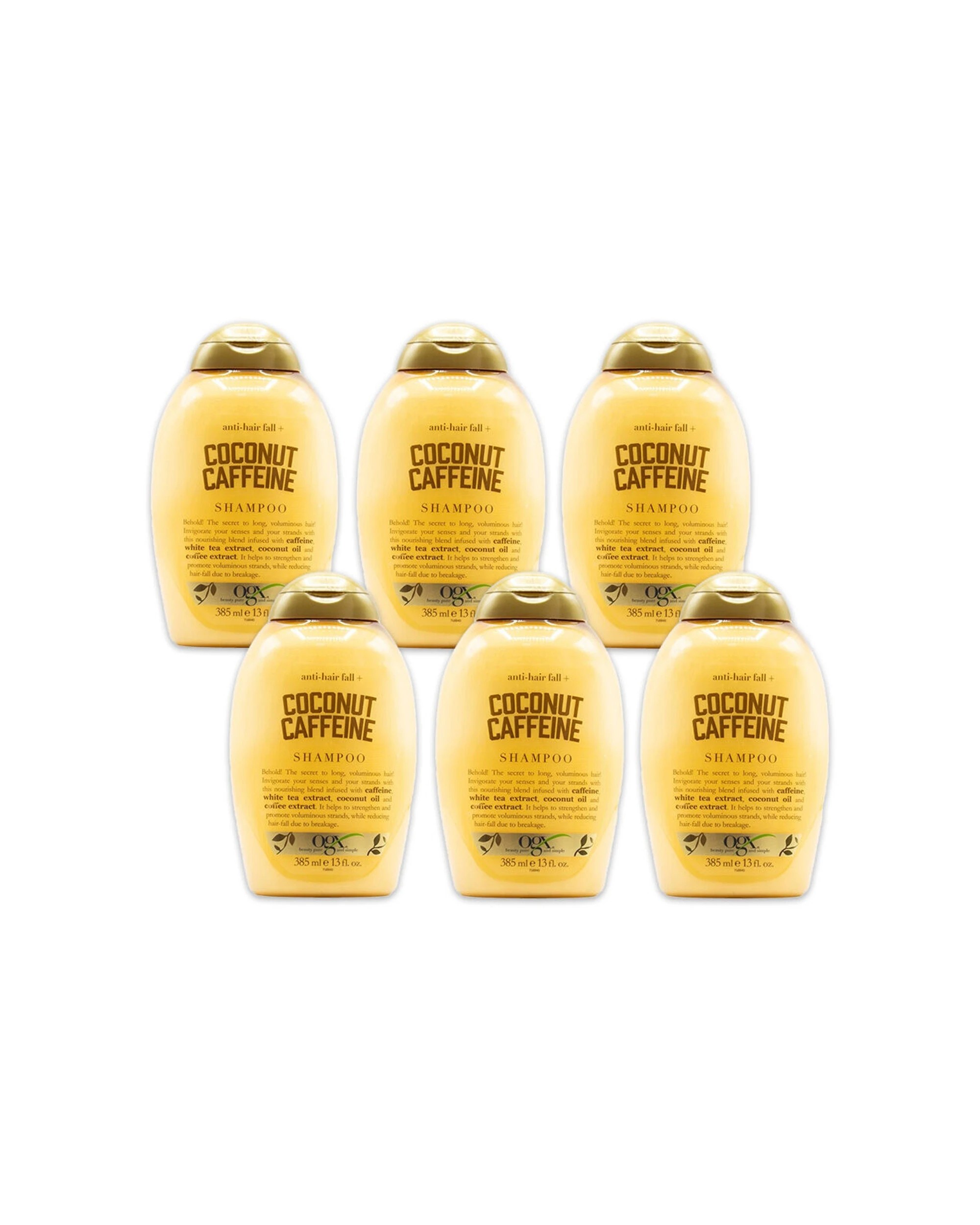 1 OGX 6PK Shampoo Anti-Hair Fall Coconut Caffeine Strengthening 385ml - Multi, 1 of 3