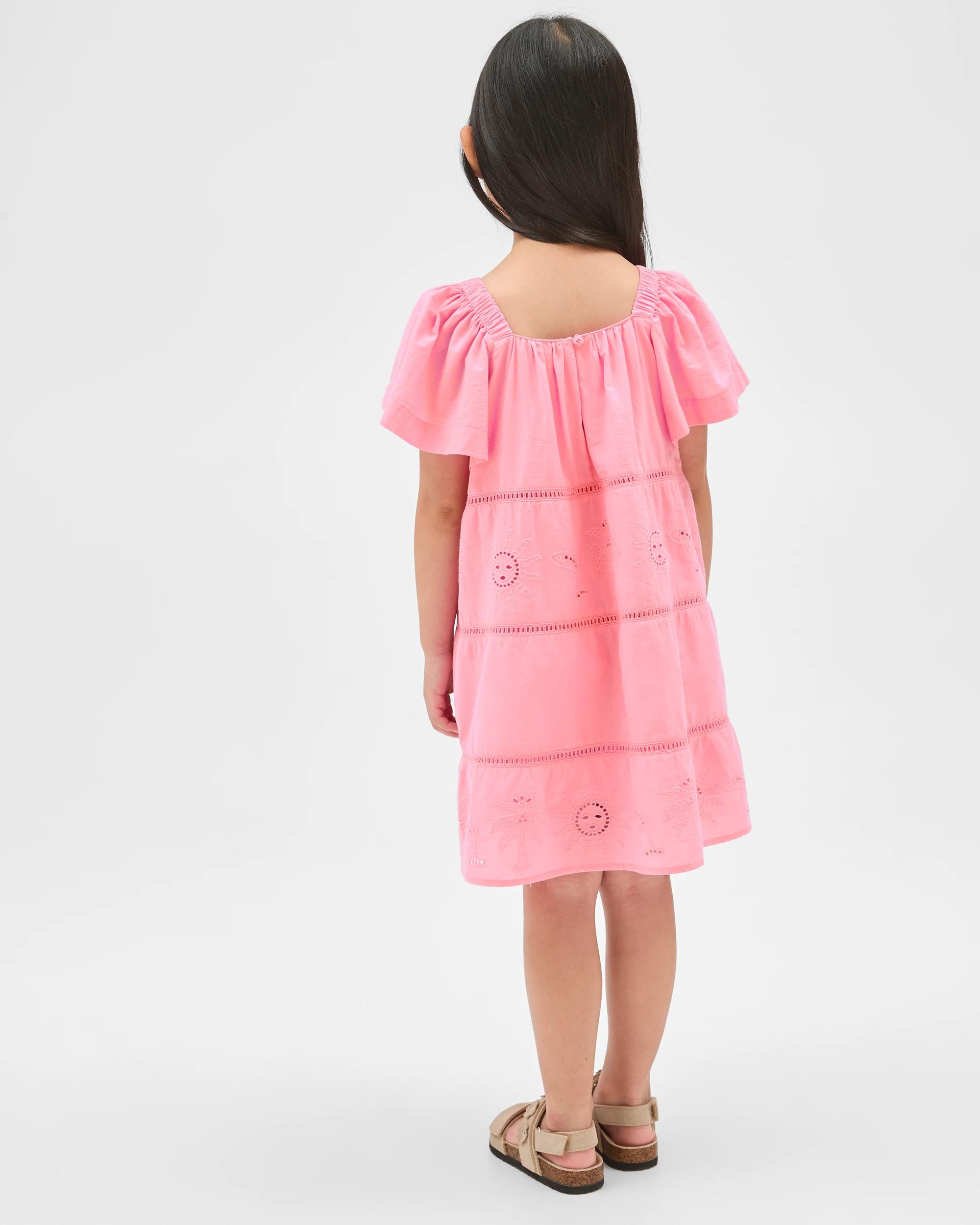 4 Target Kids Fashion Flutter Sleeve Woven Dress PINK + WHITE, 4 of 6