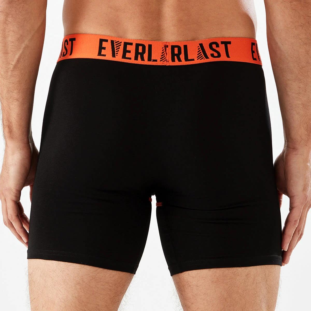 6 3 Pack Everlast Mens Mid Length Trunks Black, 6 of 7