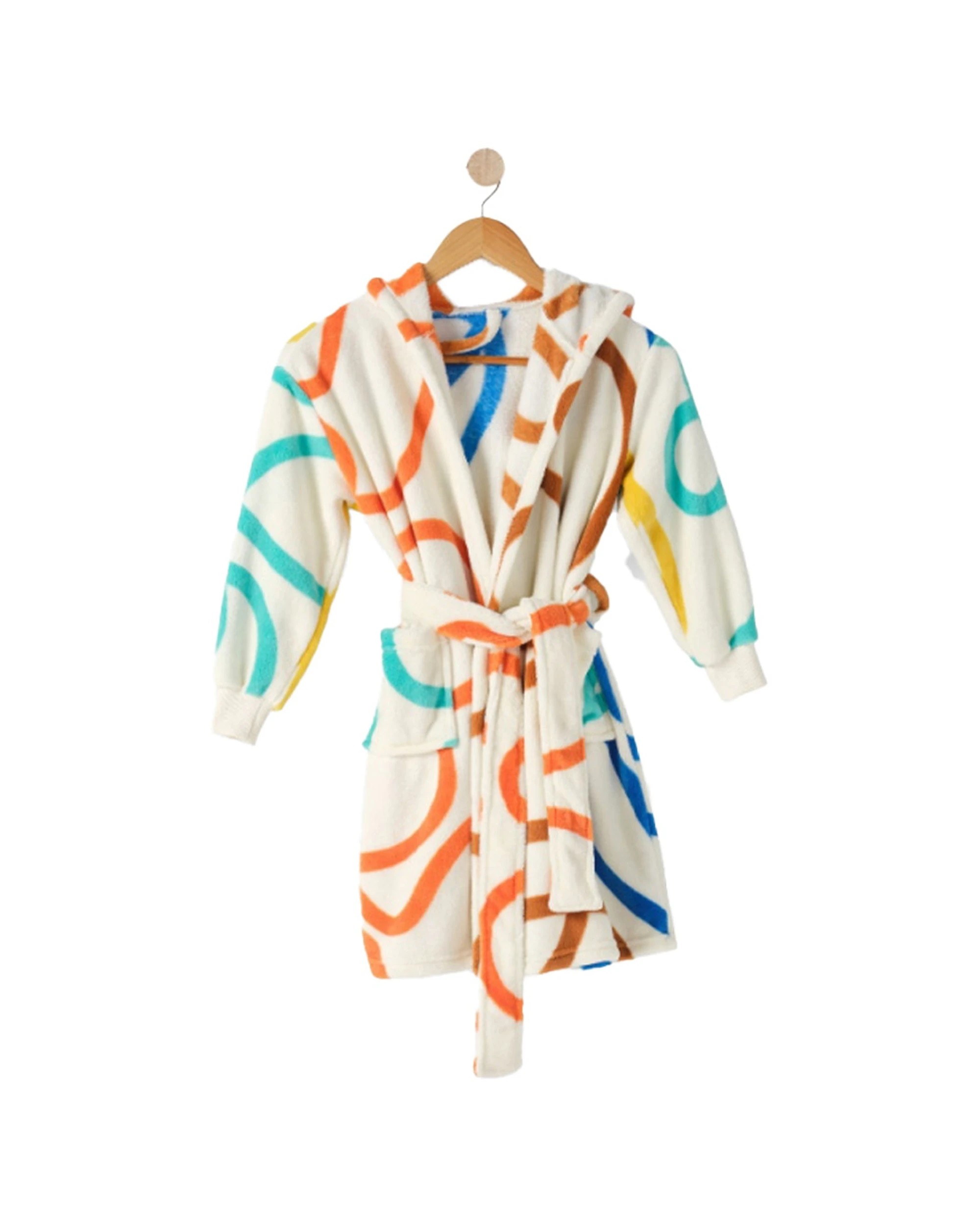 1 Linen House Kids Plush Bath Robe Dressing Gown Large/Size 10 - Yellow, 1 of 5