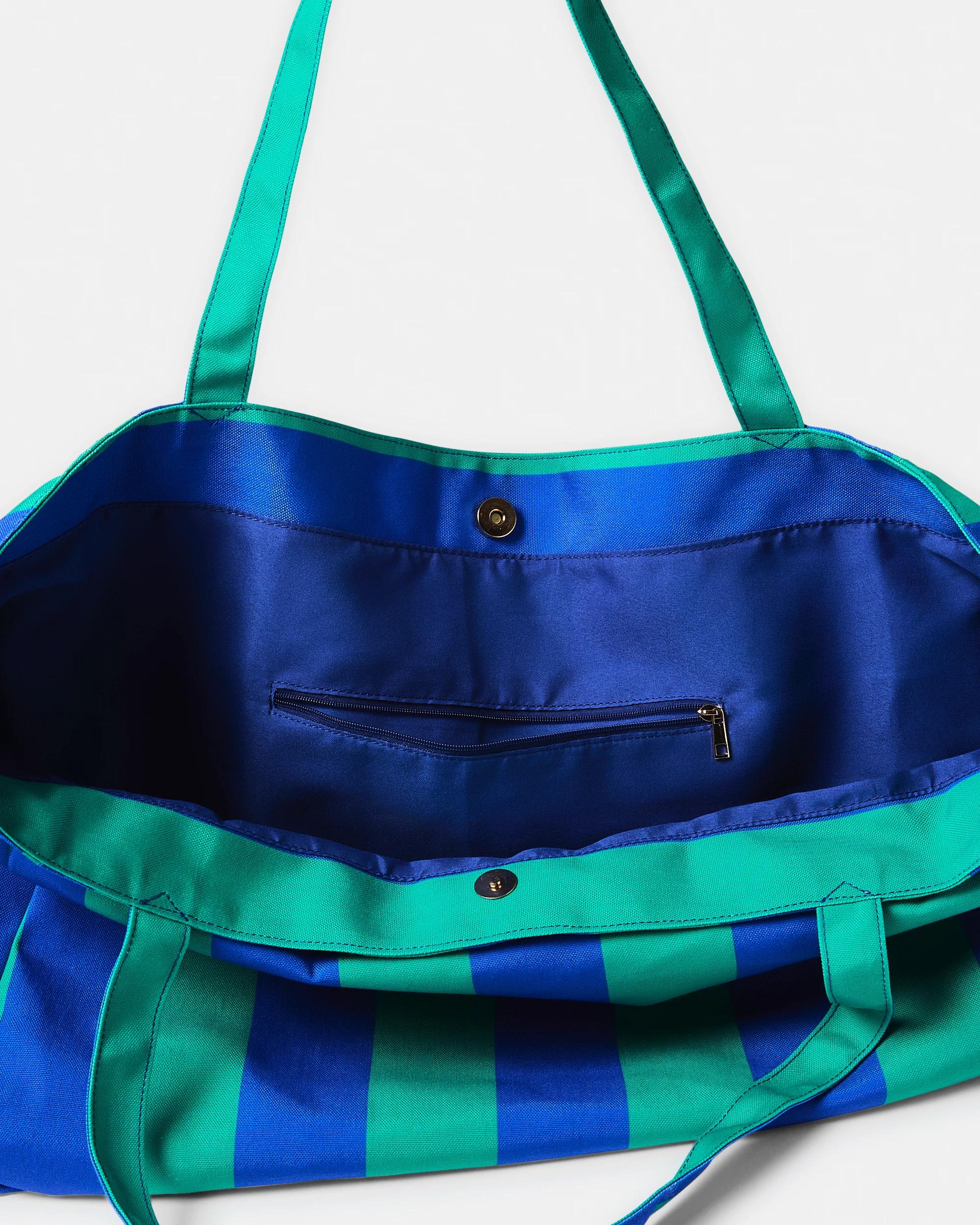 3 Beach Bag Grn Stripe, 3 of 5