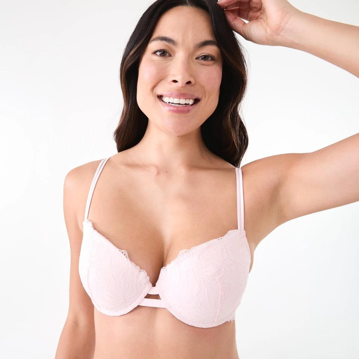 4 Co-ordinated Lace Push-Up Bra Pink Chalk, 4 of 7