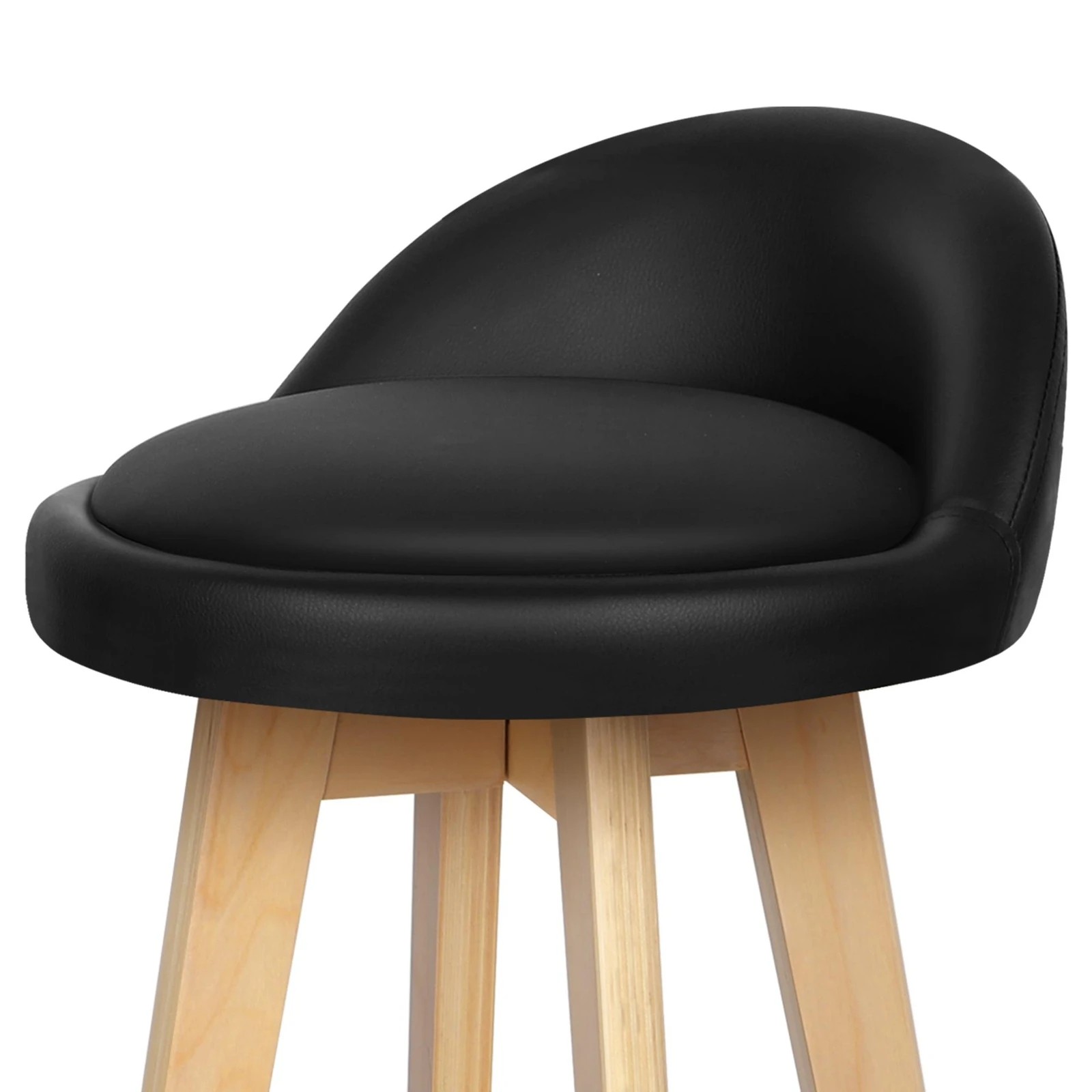 3 Alfordson 2x Kitchen Bar Stools Liam Wooden Swivel Bar Stool Chairs - Black, 3 of 9