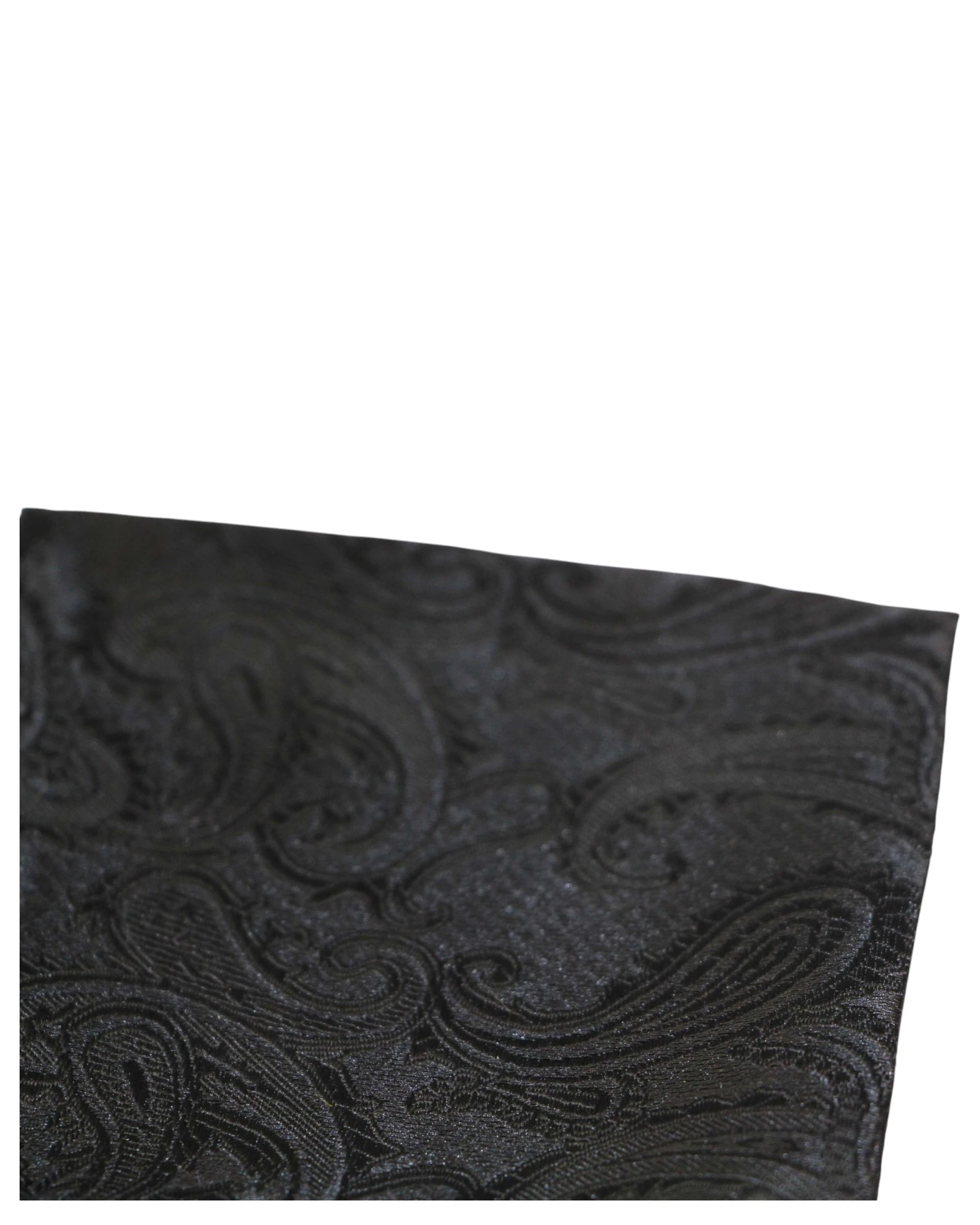 3 Zasel Mens Black Paisley Pocket Square - Black, 3 of 3