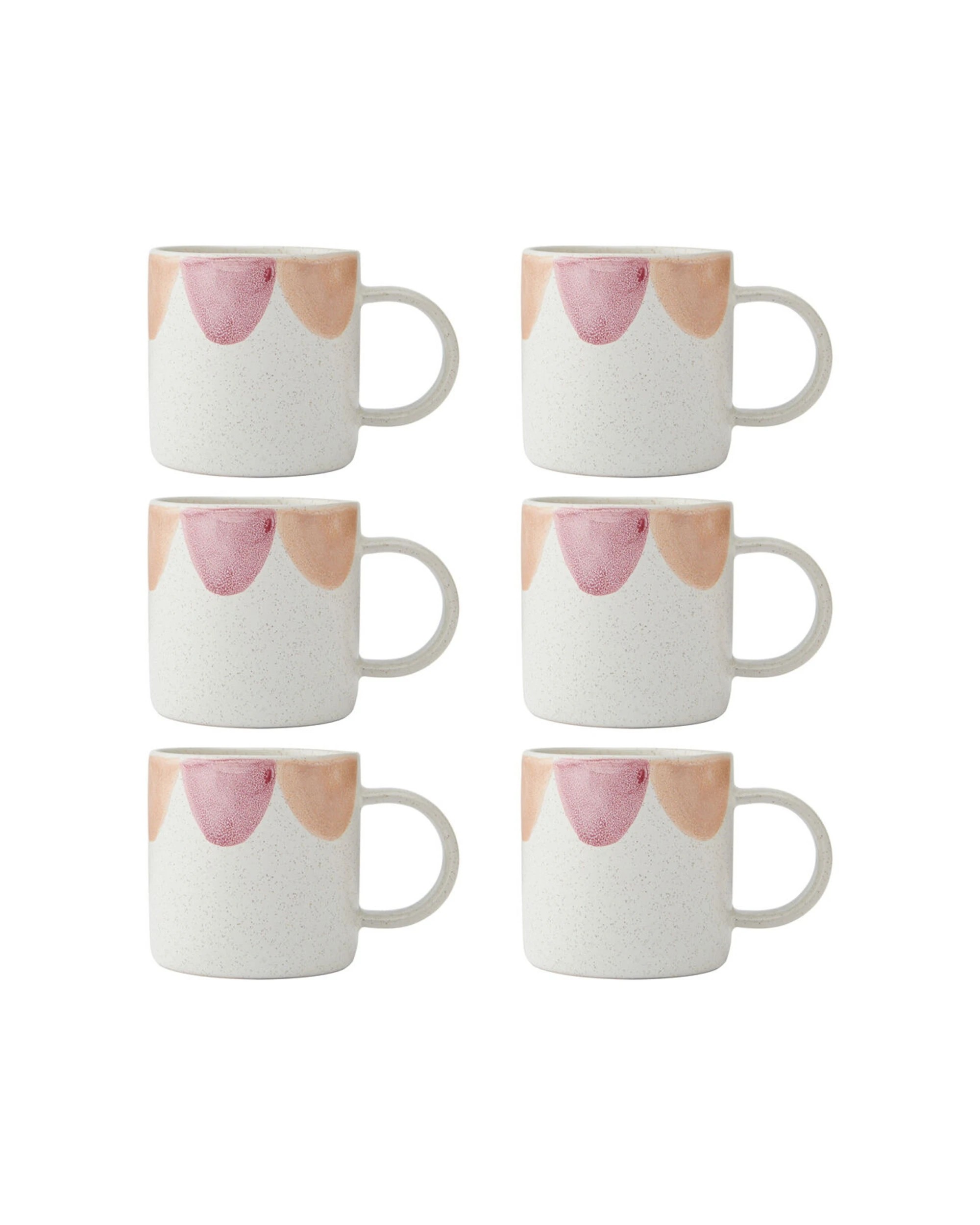 1 Mikasa 6PK Stoneware Coffee Mug Drinkware Scallop Print 380ml Microwave Dishwasher Safe - Multi, 1 of 8