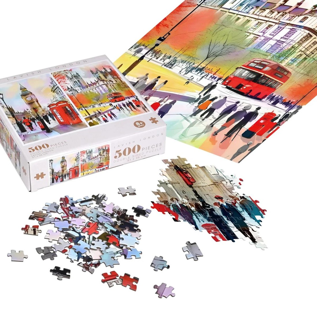 5 500 Piece Famous Landmark Water Colour Puzzles - Assorted, 5 of 9