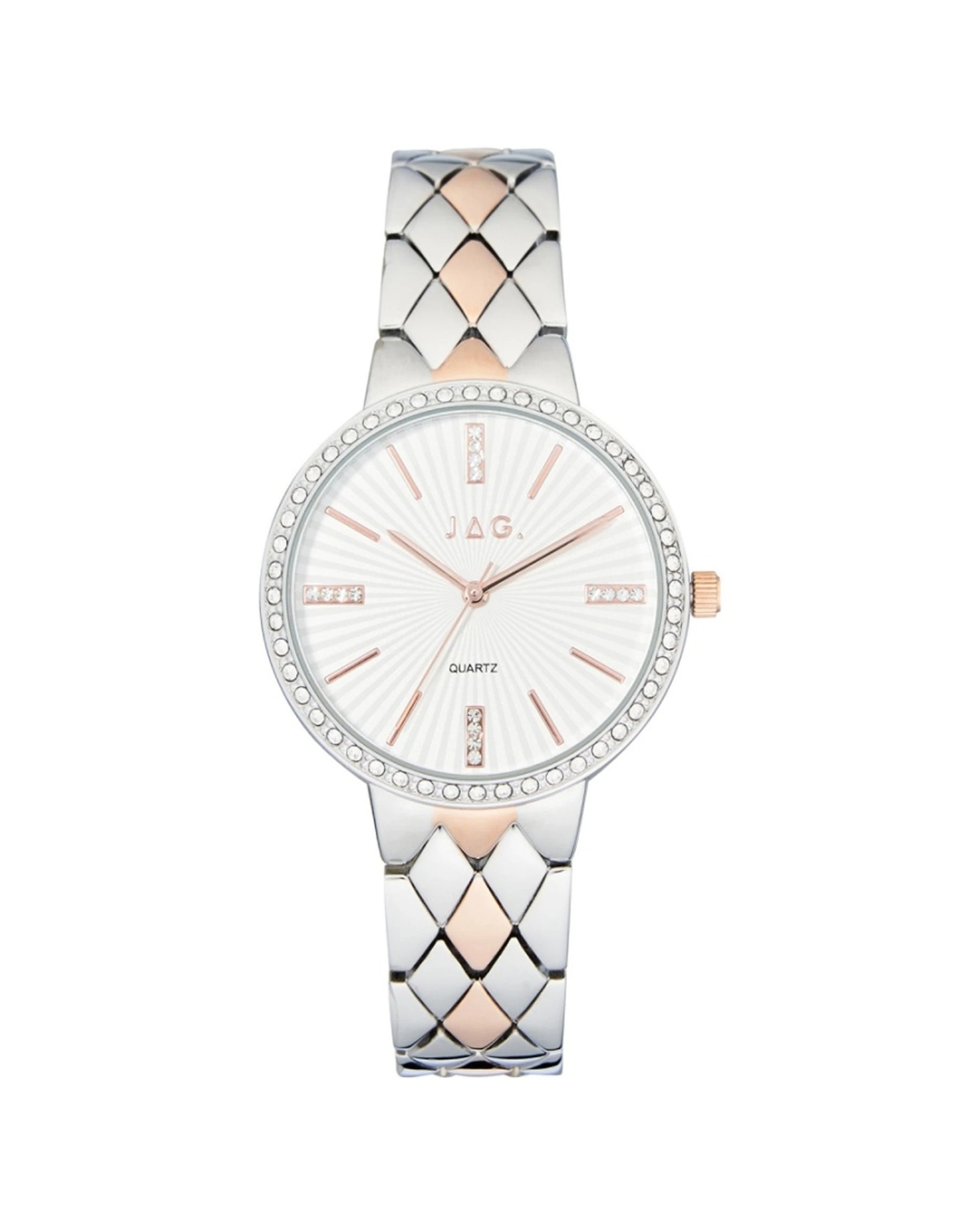 1 JAG Balmoral Silver & Rose Gold Metal Band 36mm Watch Splash Resistant, 1 of 2