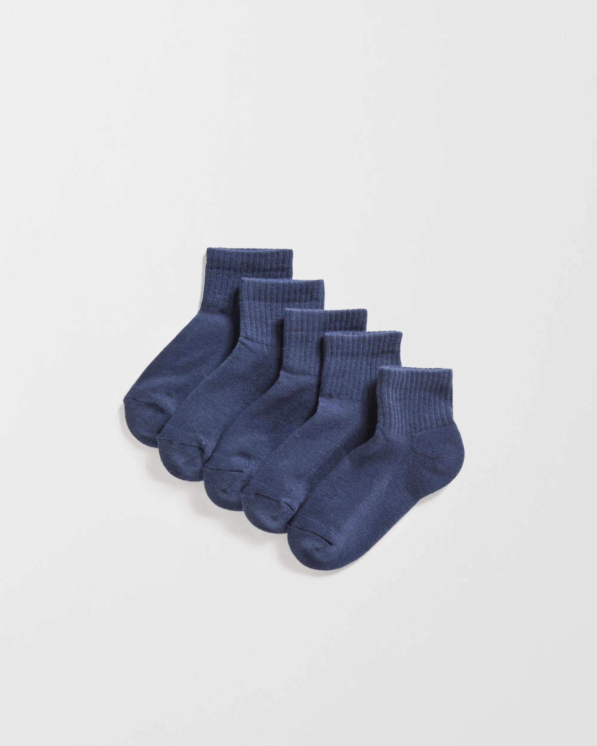 1 Maxx Australian Cotton Blend Sport Quarter Crew Socks 5 Pack NAVY, 1 of 3