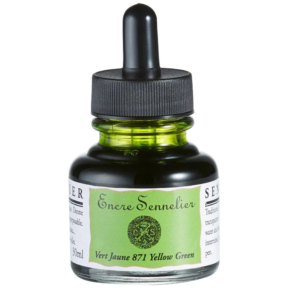 1 Sennelier Encre Drawing Ink 30mL Yellowish Green, 1 of 2