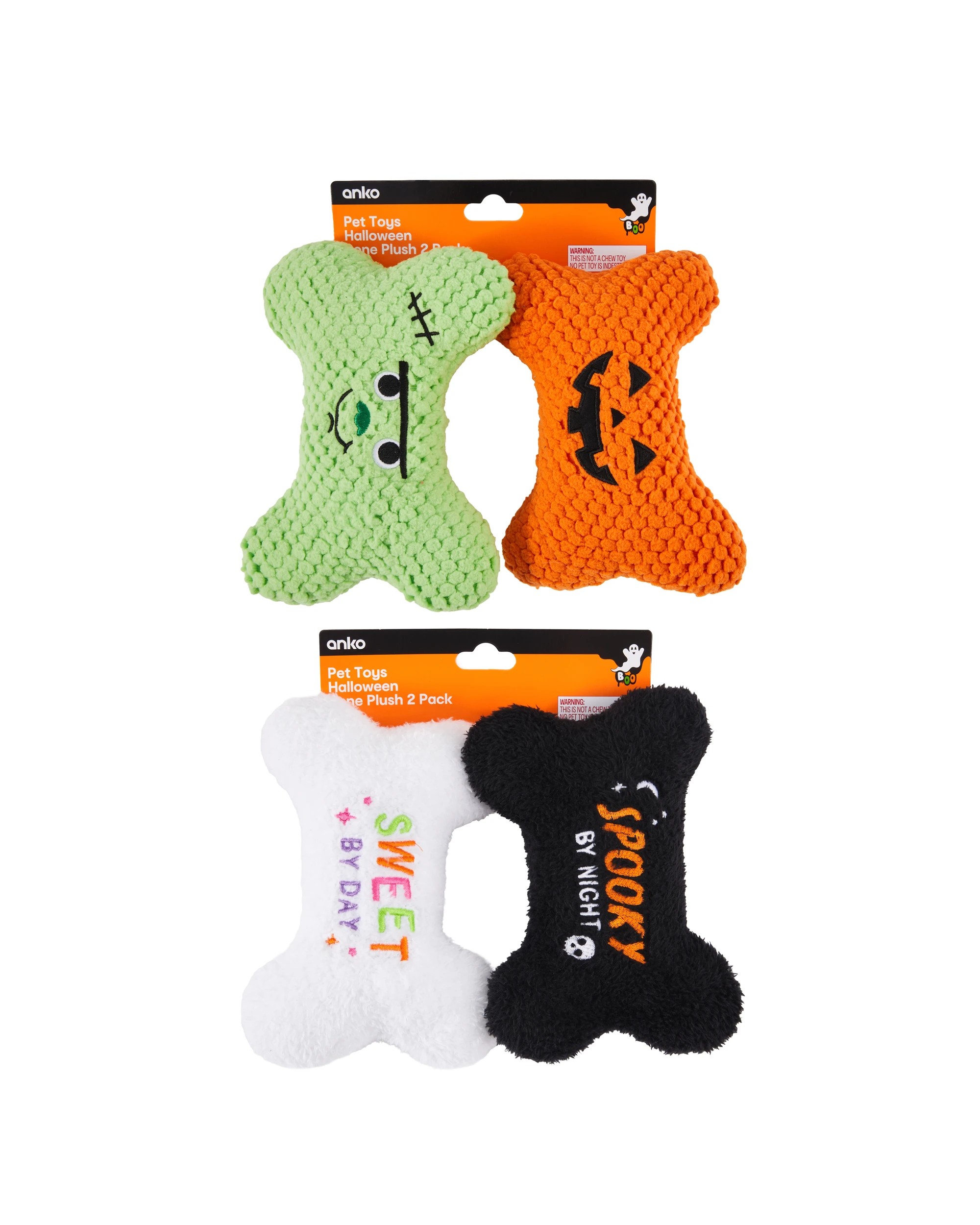 4 2 Pack Pet Toys Halloween Bone Plush - Assorted, 4 of 4