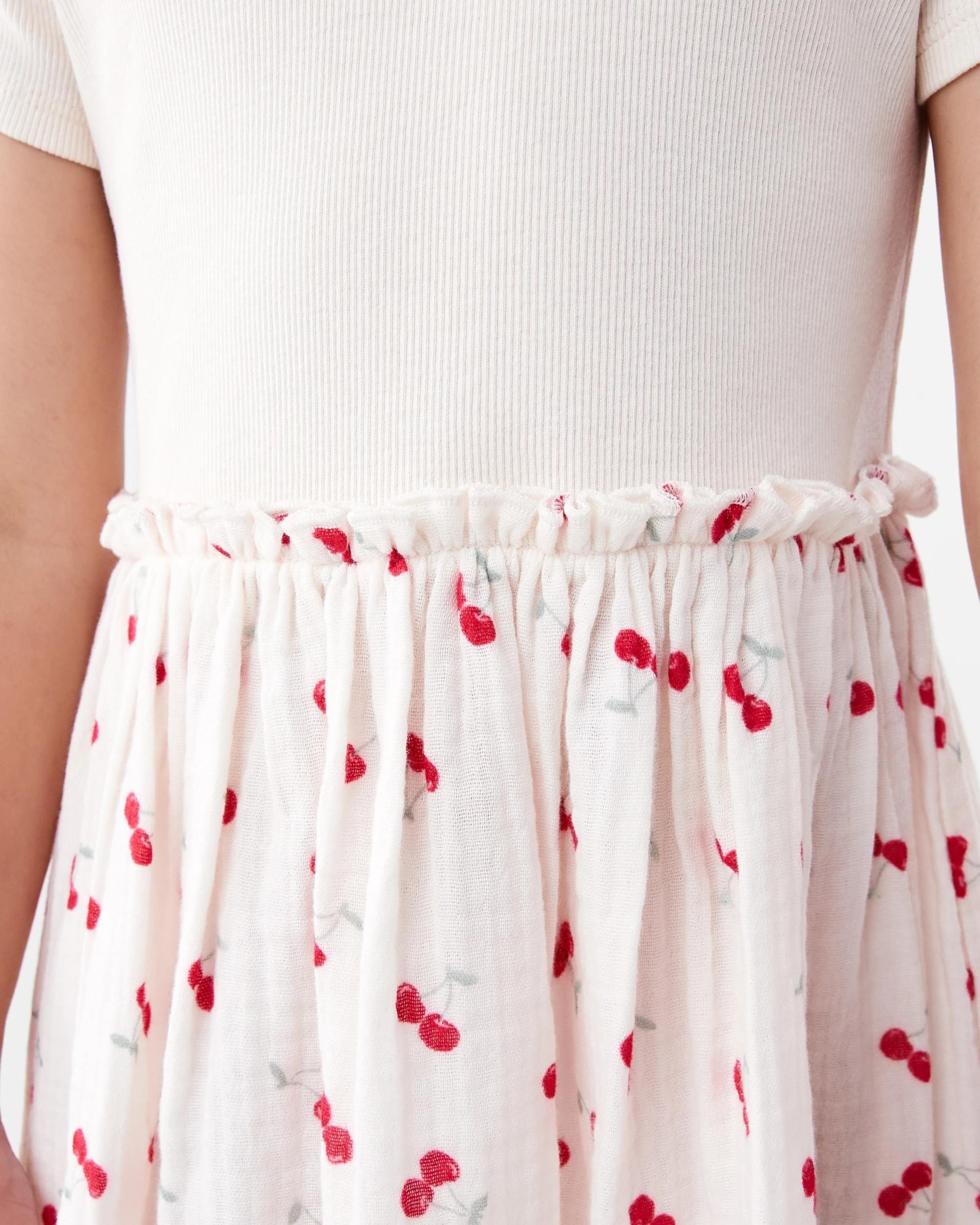 5 Short Sleeve Ribbed Dress Bge Cherry, 5 of 8