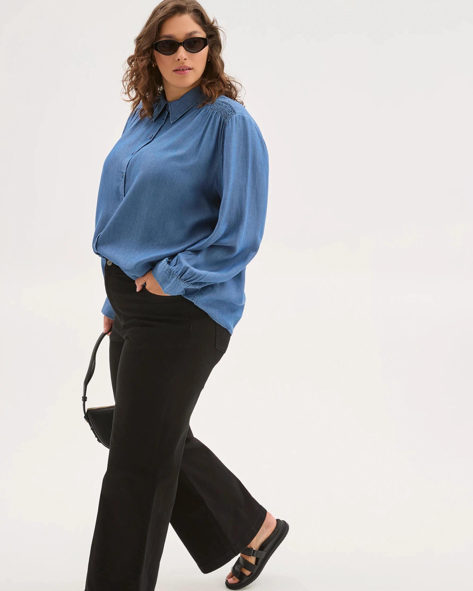 3 Target Curve Plus Size Chambray Shirt VINTAGE WASH, 3 of 6