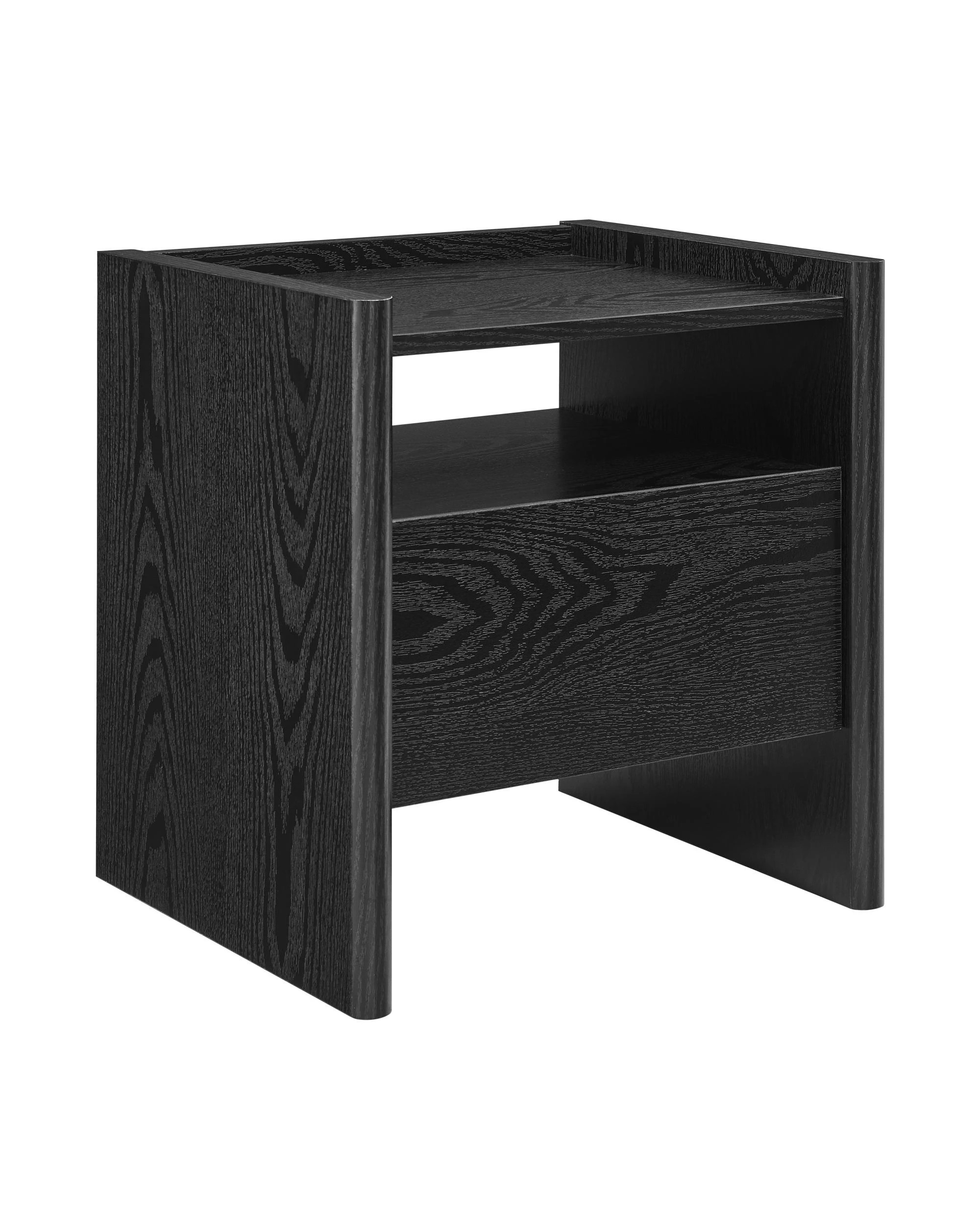 1 Kodu Bedside Unit Nightstand Side Table 1 Drawer - Black, 1 of 9