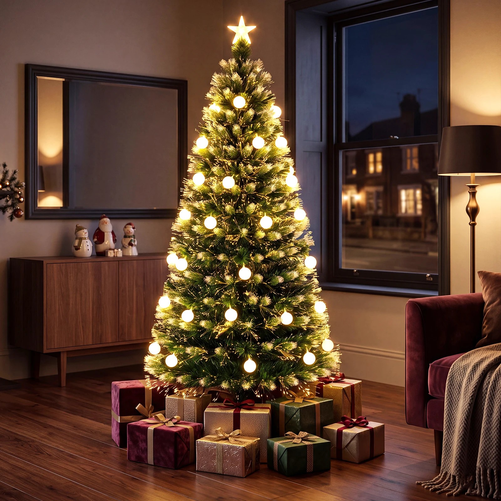 4 Costway 1.8M Artificial Fiber Optic Christmas Tree 36 Warm White LEDs, 4 of 7