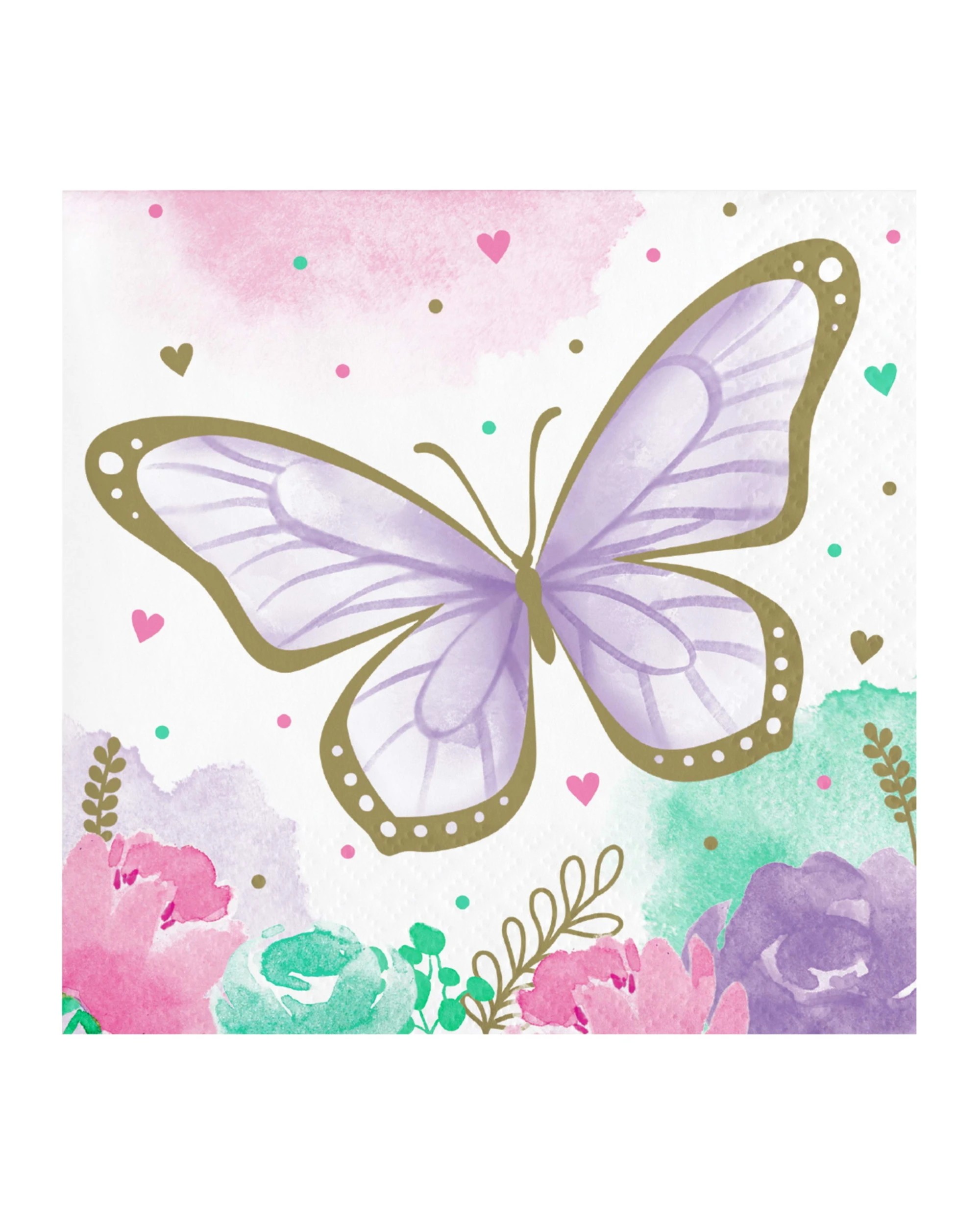 1 Creative Converting Butterfly Shimmer Small Napkins Serviettes Pack of 16, 1 of 1