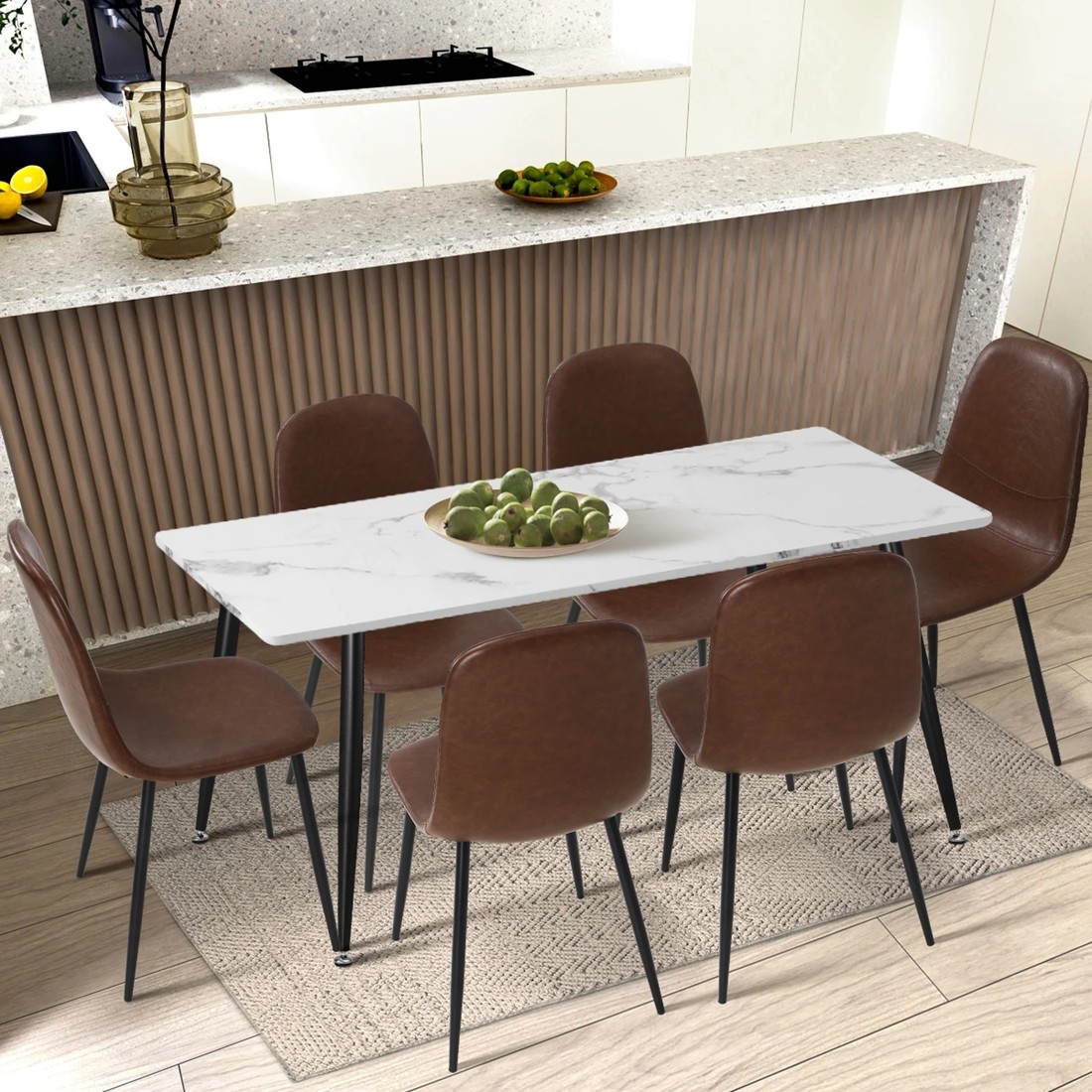 4 Oikiture 2x Dining Chairs Kitchen Accent Chair Lounge Room Pu Leather
 - Brown, 4 of 10