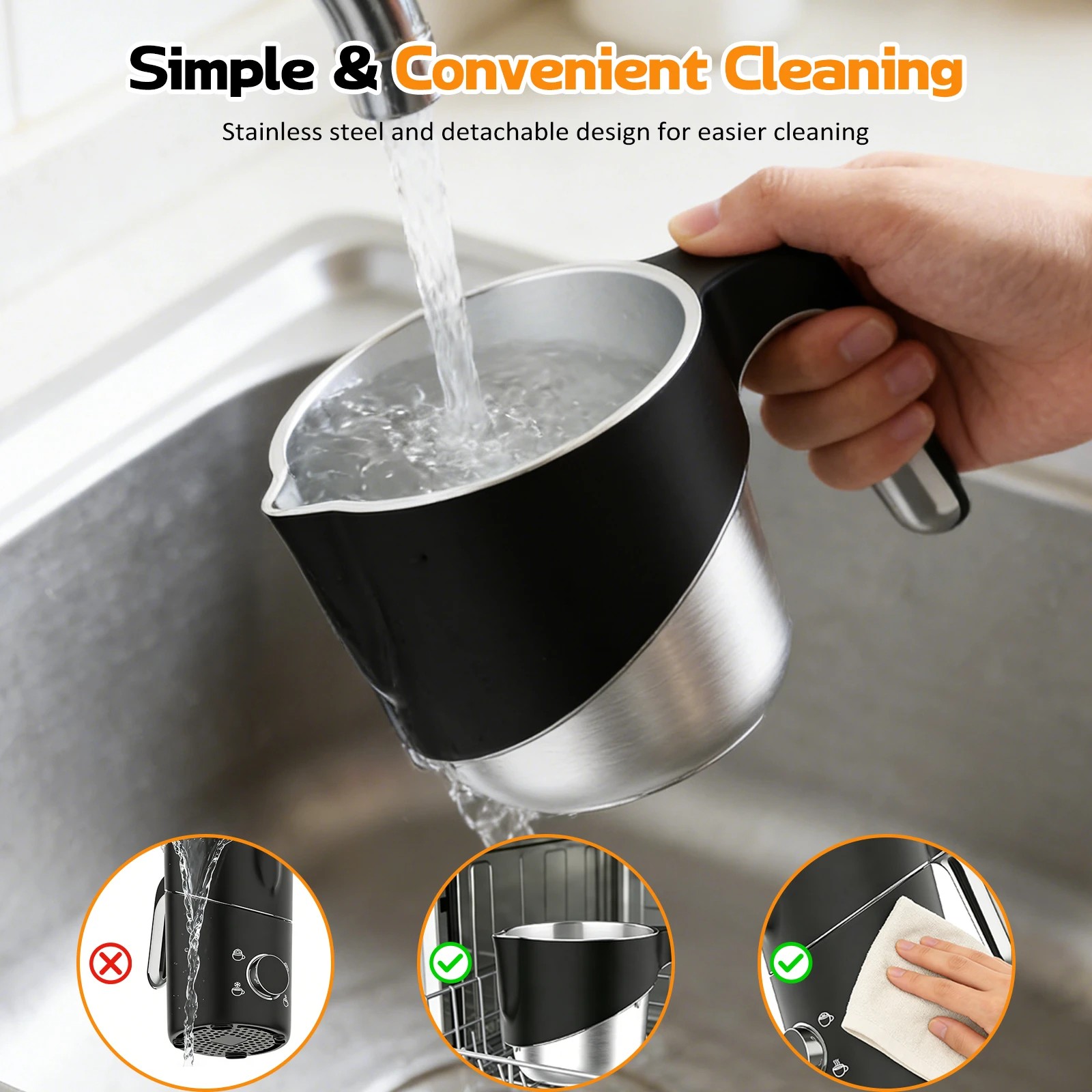 6 Advwin Electric Milk Frother, 4-IN-1 Milk Foam Frother & Warmer with 600ml Milk Jug, 6 of 7