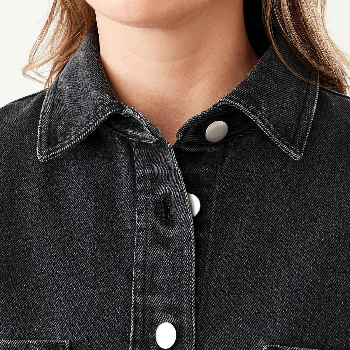 6 Long Sleeve Denim Shirt Black Wash, 6 of 9