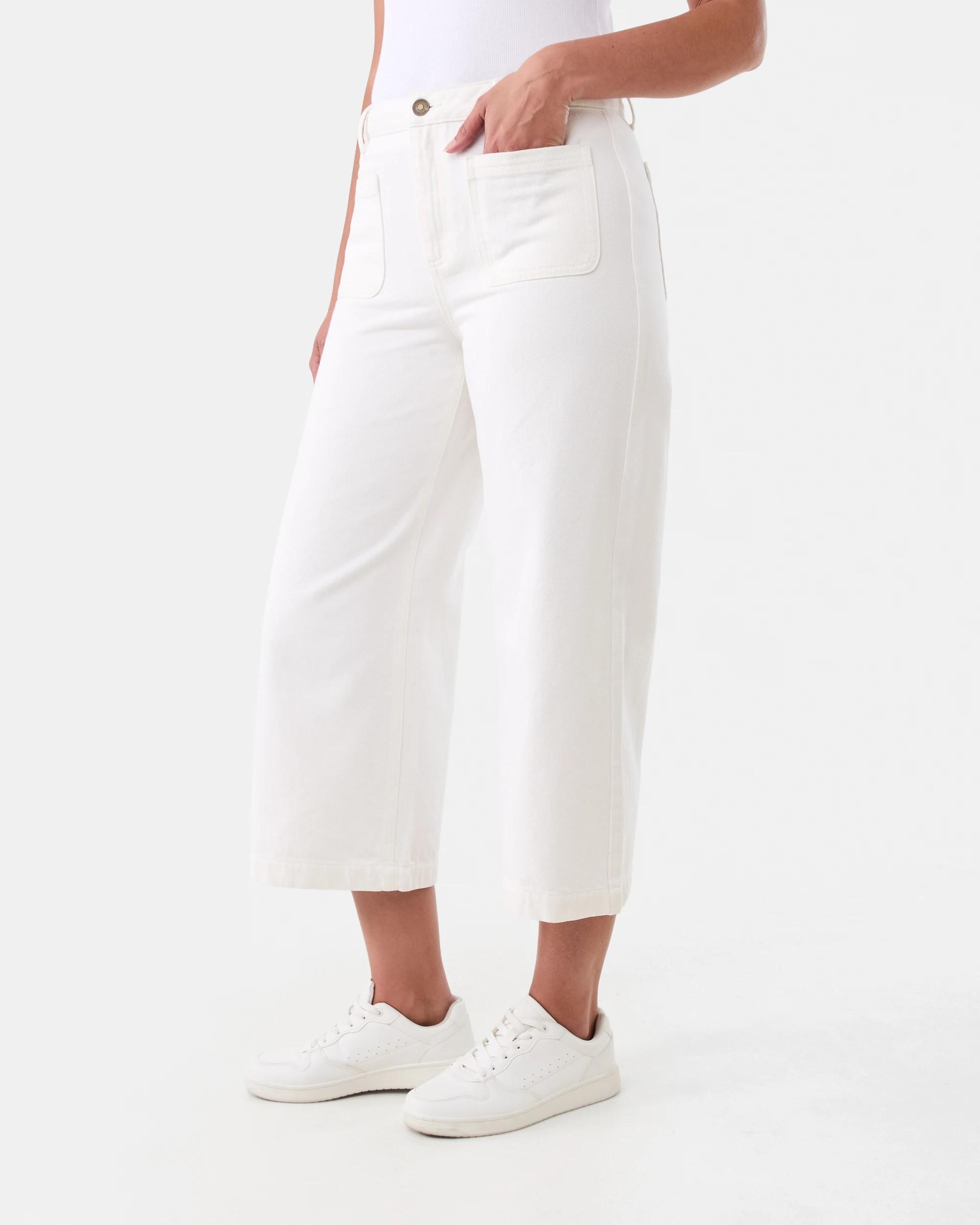 2 Cropped Wide Leg Jeans Ecru, 2 of 6