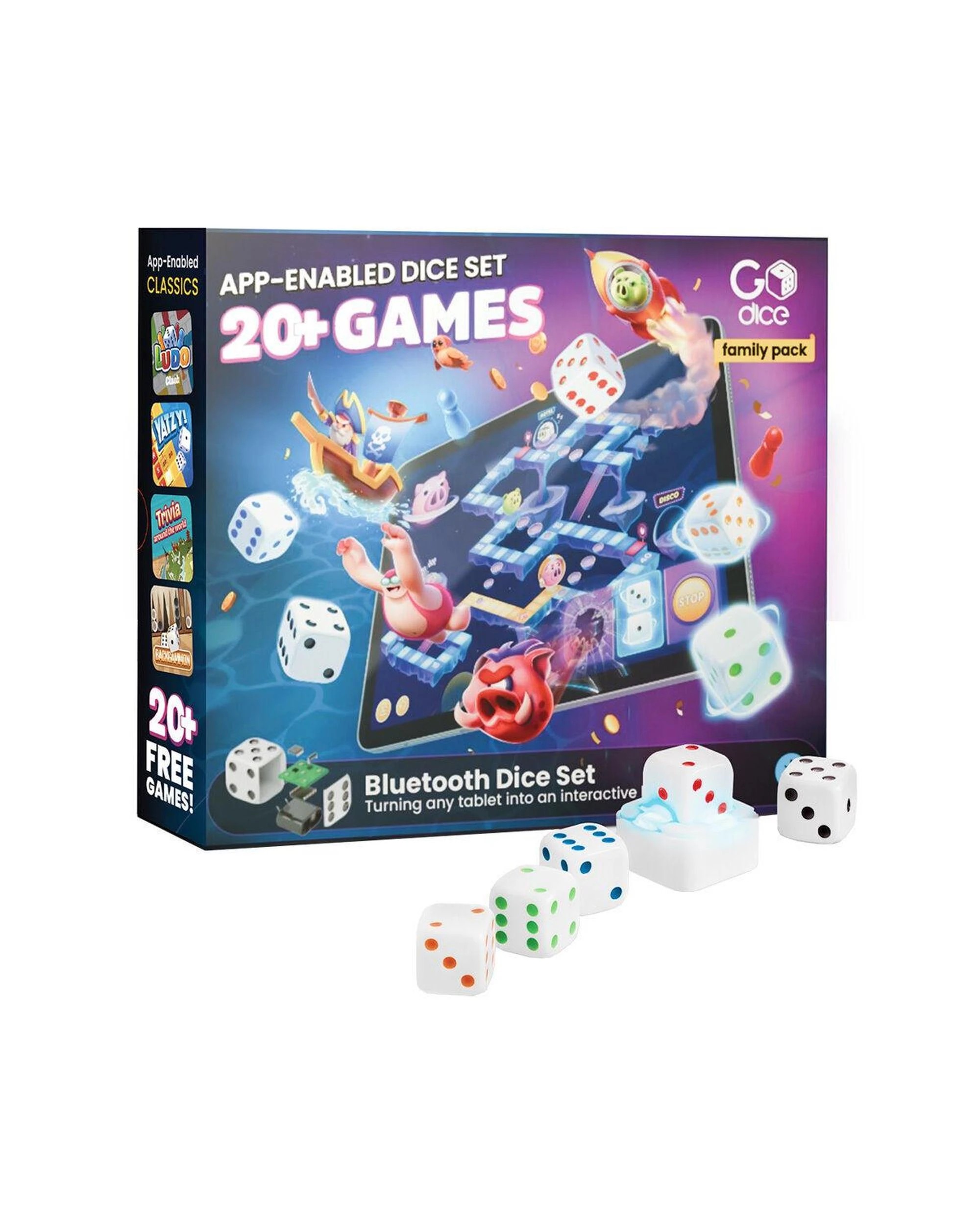 1 GoDice 5 Pack Smart Bluetooth Connected Dice with LED Lights and App Games Set, 1 of 3