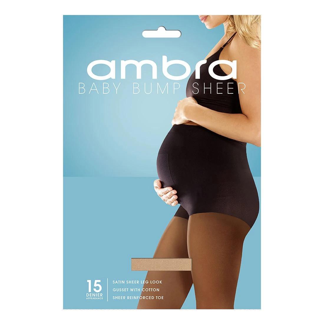 1 Ambra 1 Pack 15 Denier Baby Bump Sheer Pantyhose NATURAL