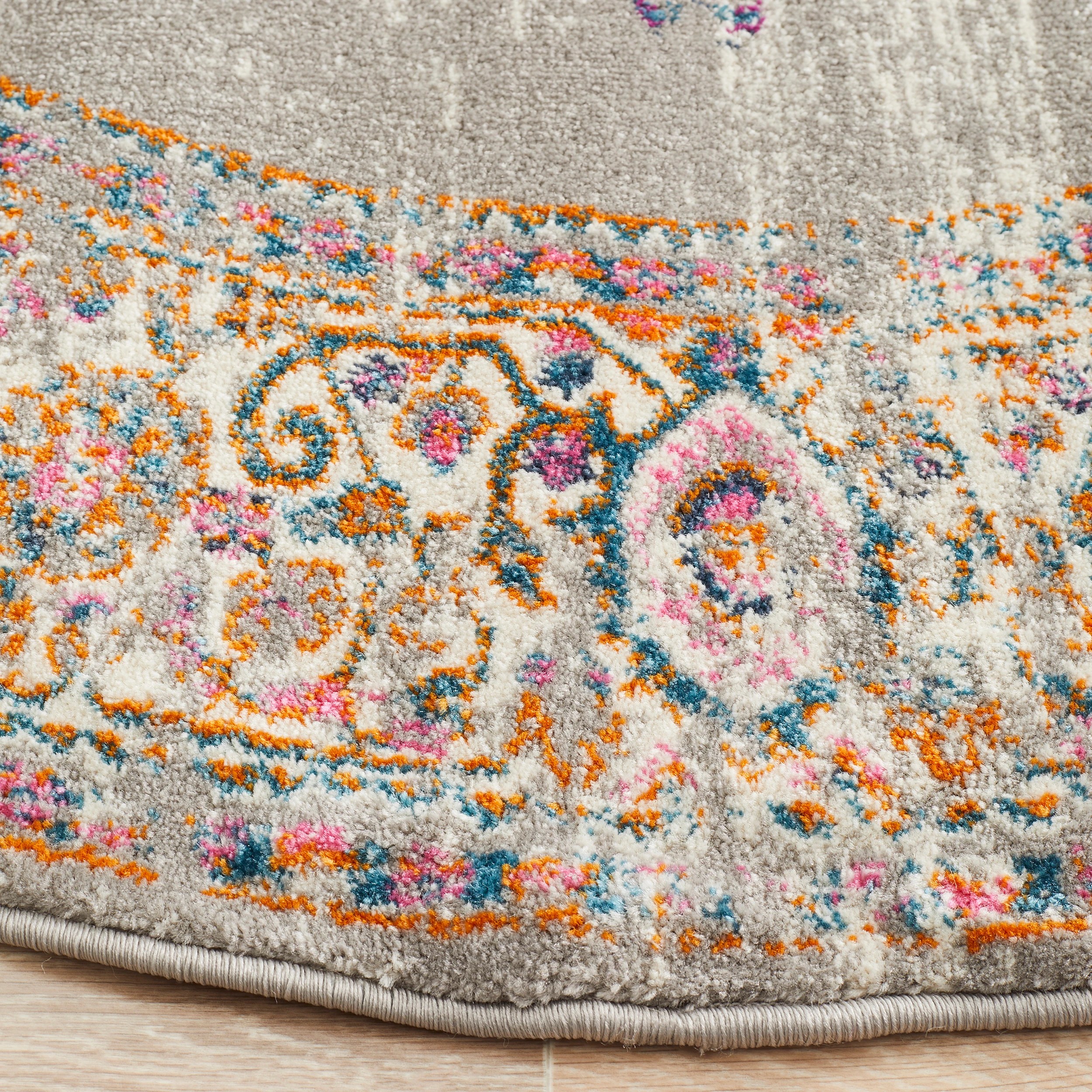 5 Common Ground Rugs Atlas 211 150x150cm - Small Round Rug - Silver, 5 of 7