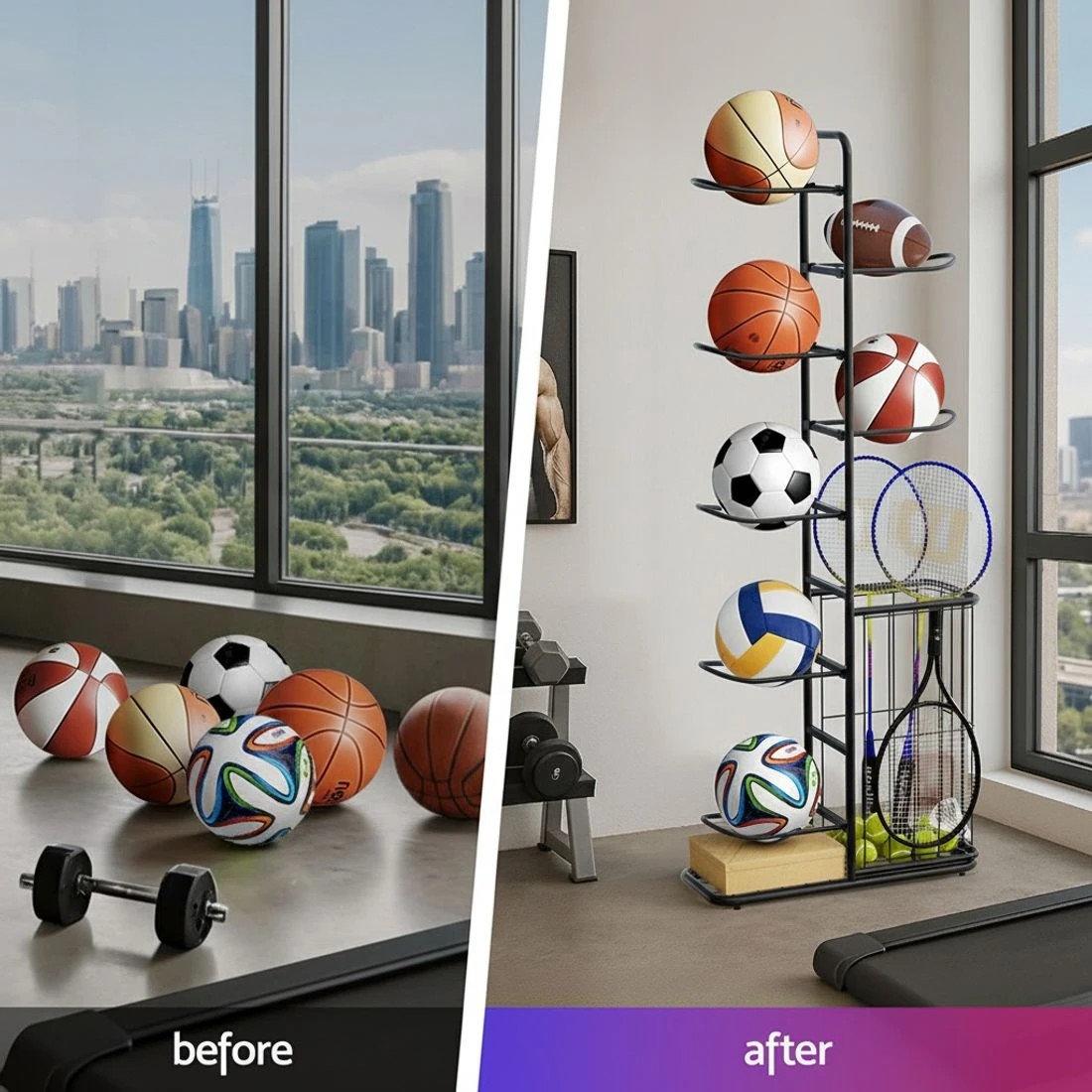 4 Everfit Ball Storage Rack - Black, 4 of 6