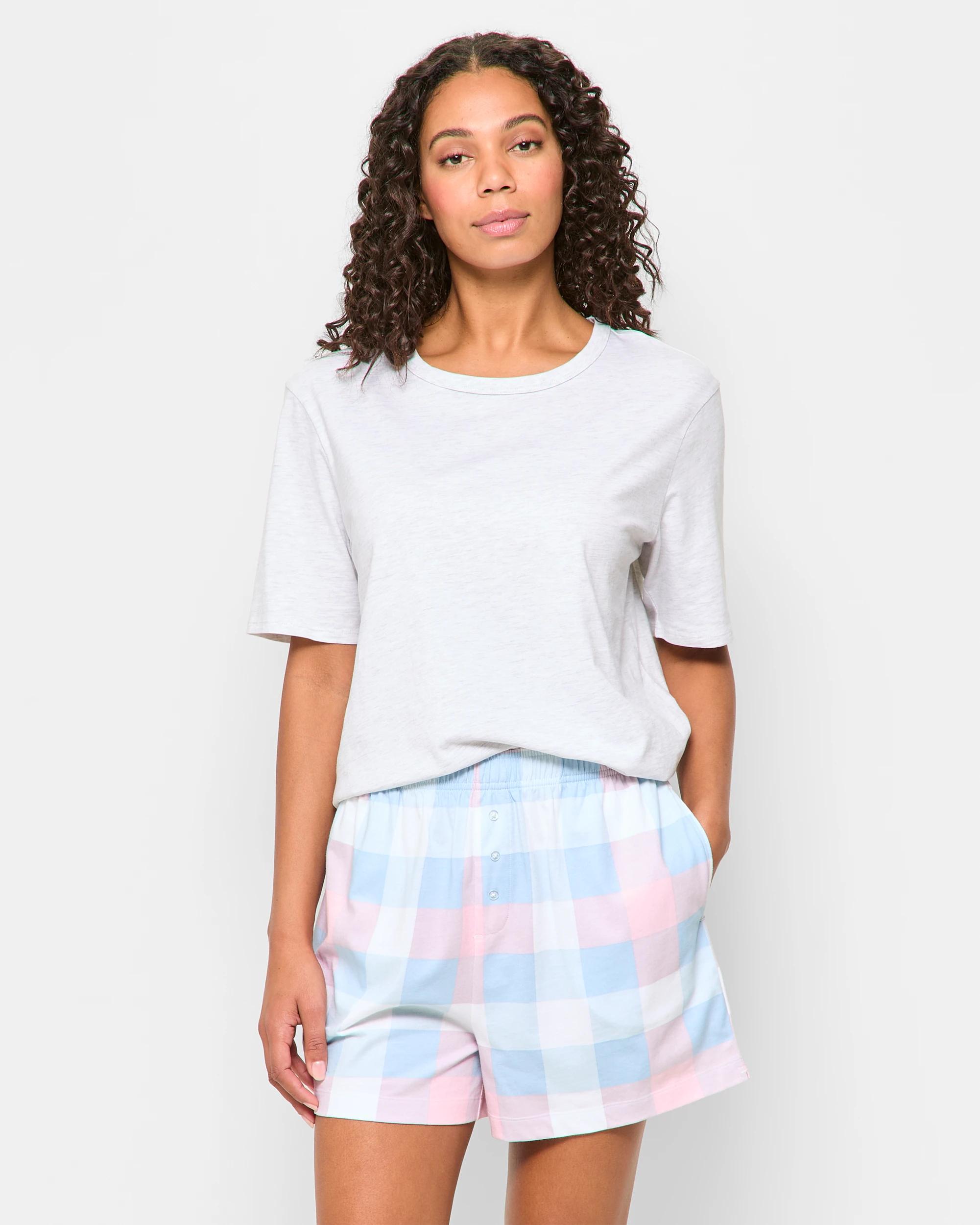 1 Target Australian Cotton Jersey Sleep Boxer Shorts BLOOM CHECK, 1 of 5