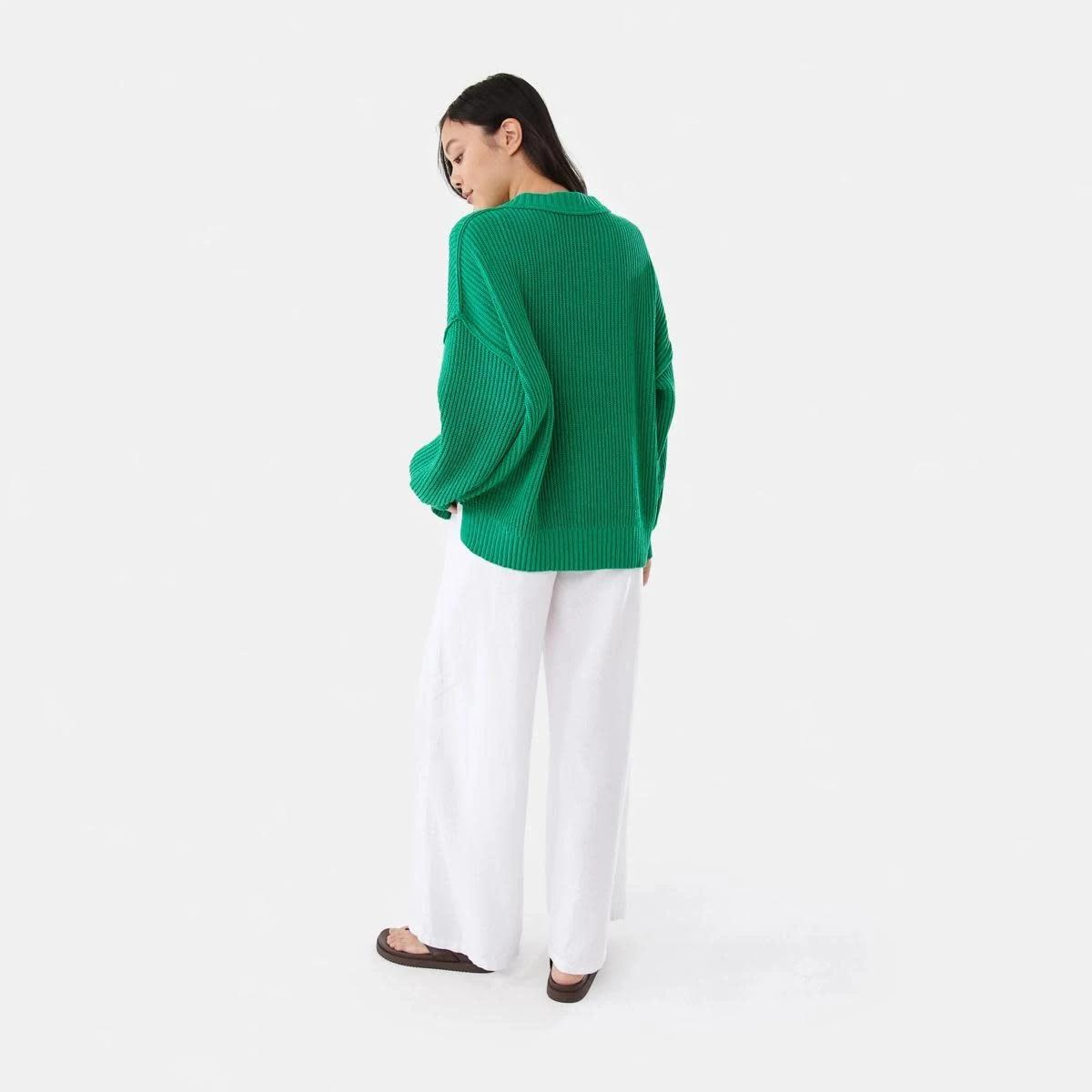 4 Chenille V-Neck Jumper SIMPLY GREEN, 4 of 9