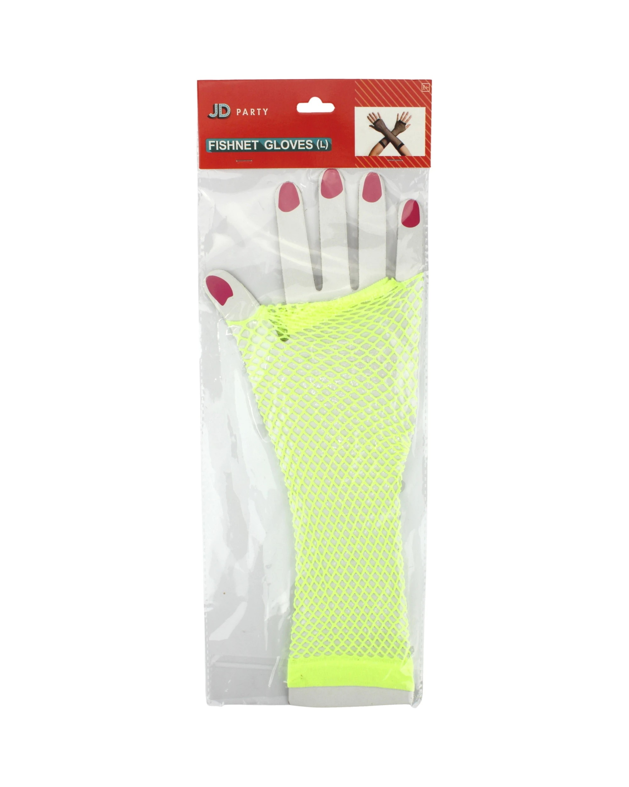 2 Partyrama Neon Fingerless Fishnet Gloves - One Size - Yellow, 2 of 2