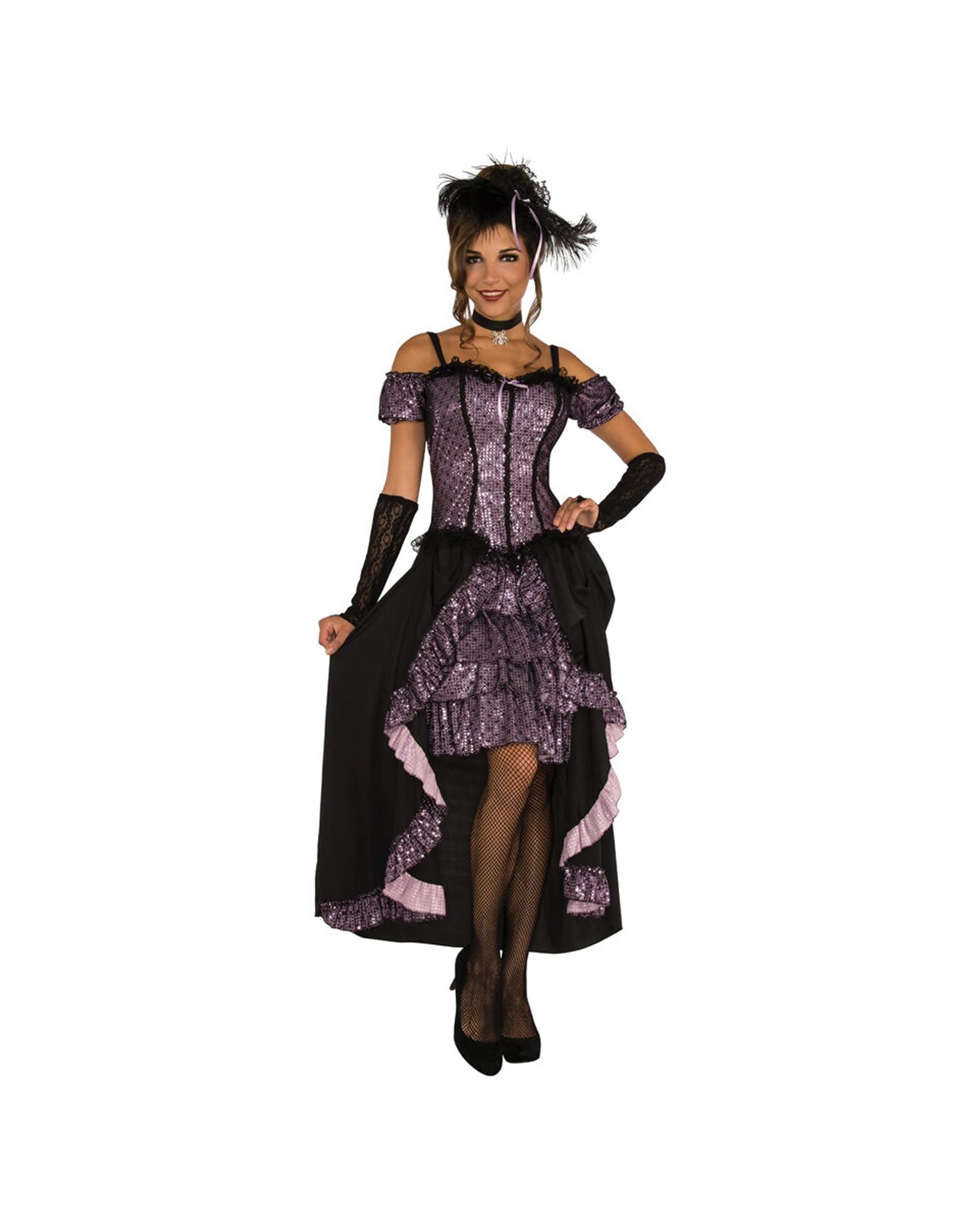 1 Rubies Dance Hall Saloon Mistress Barmaid Dress Up Costume Size Standard - Purple, 1 of 3