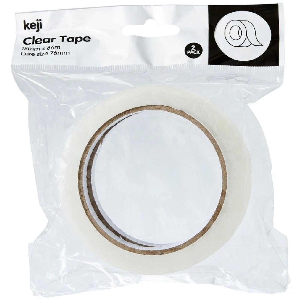 1 Keji Adhesive Tape 18mm x 66m Clear 2 Pack, 1 of 5