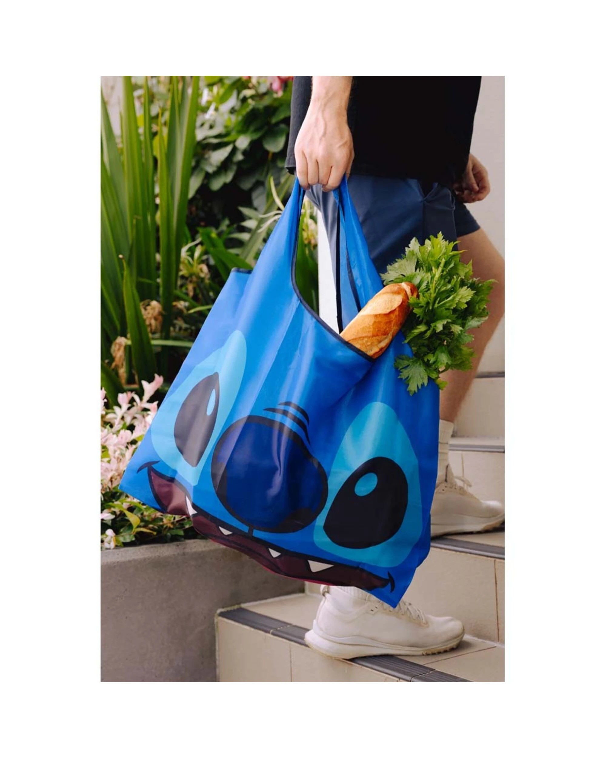 4 Disney - Lilo & Stitch - Stitch Foldable Tote Bag - Blue, 4 of 4