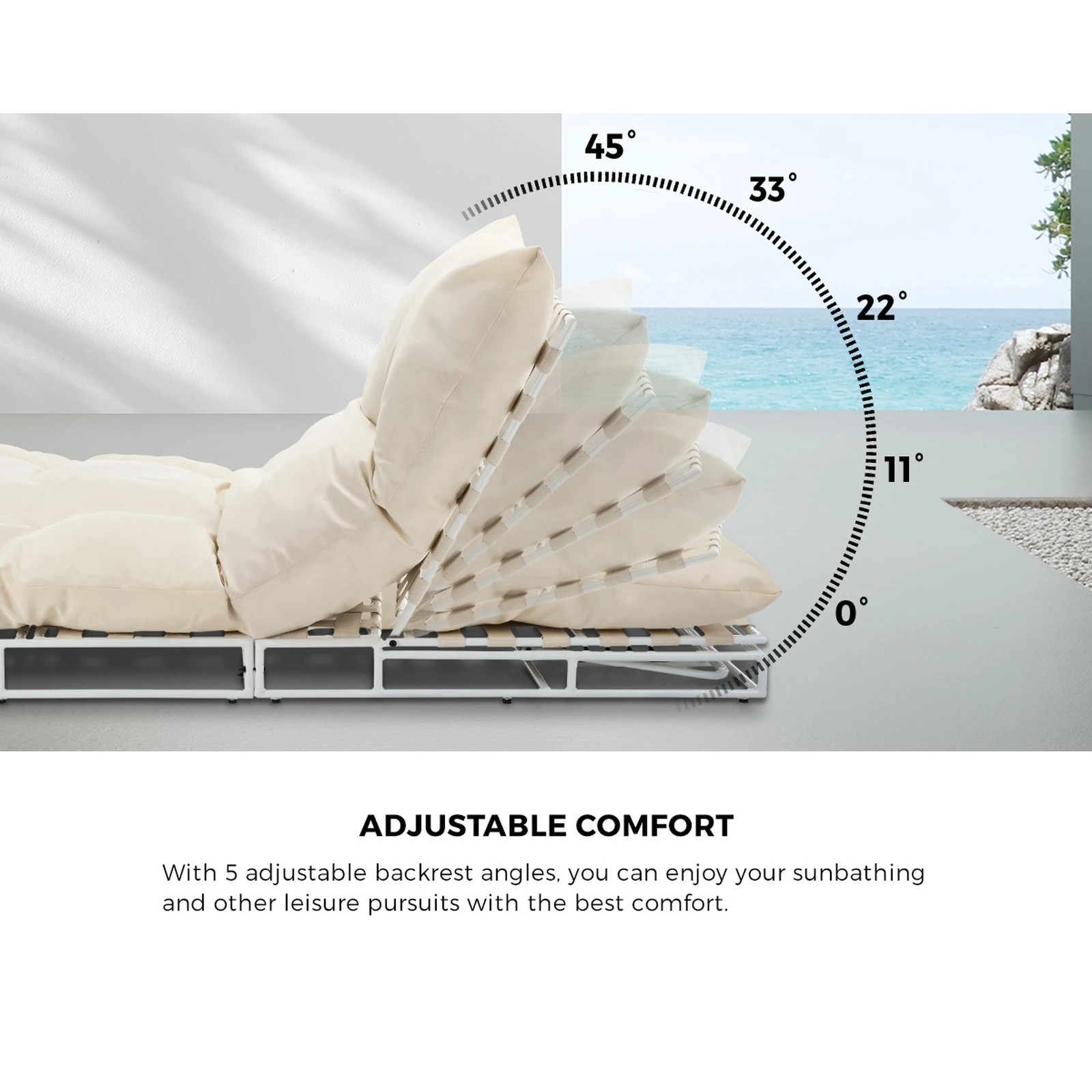 3 Livsip 2pcs Outdoor Sun Lounge Day Bed Patio Garden Chairs
 - Beige, 3 of 9