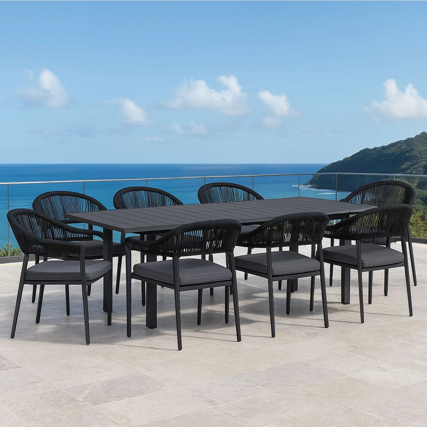 2 Moda Living Mornington 9-Piece Charcoal Outdoor Dining Set with Fraser Chairs - Charcoal, 2 of 10