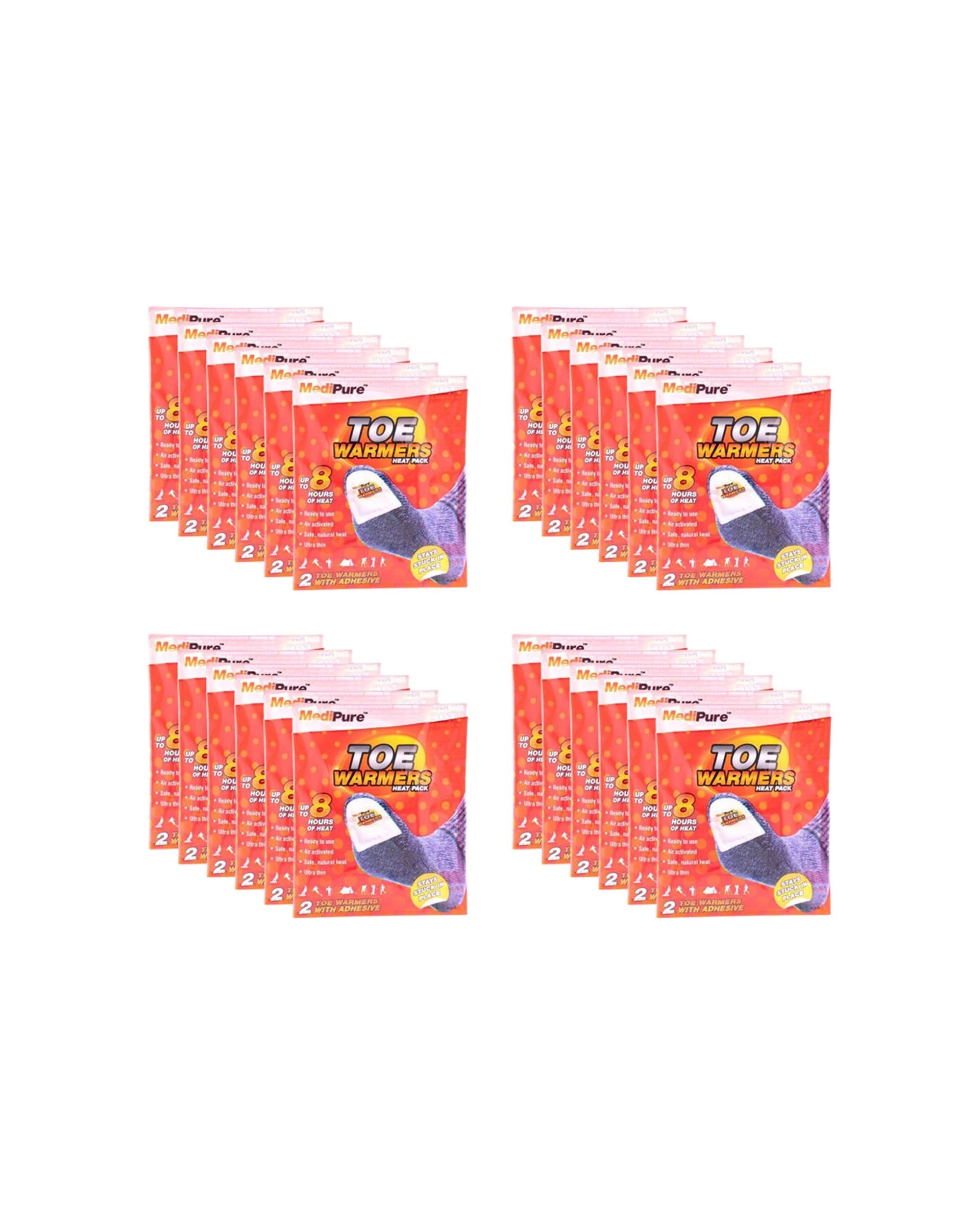 1 Medipure 24x 2pc Ultra Thin Toe Warmers Heat Pack Up To 8hrs Air Activated With Adhesive - Multi, 1 of 6