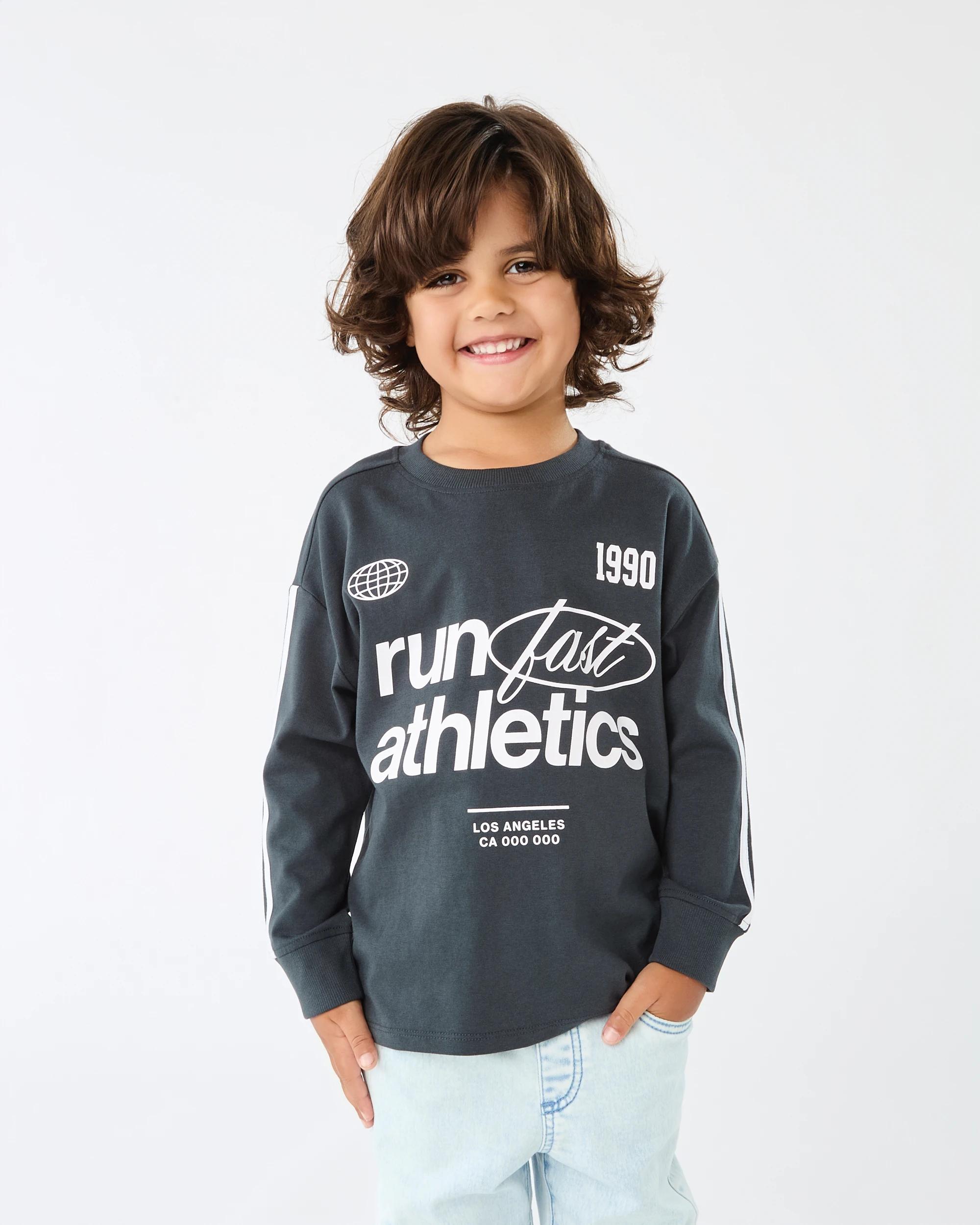 1 Long Sleeve Oversized T-shirt Nvy Slogan, 1 of 6