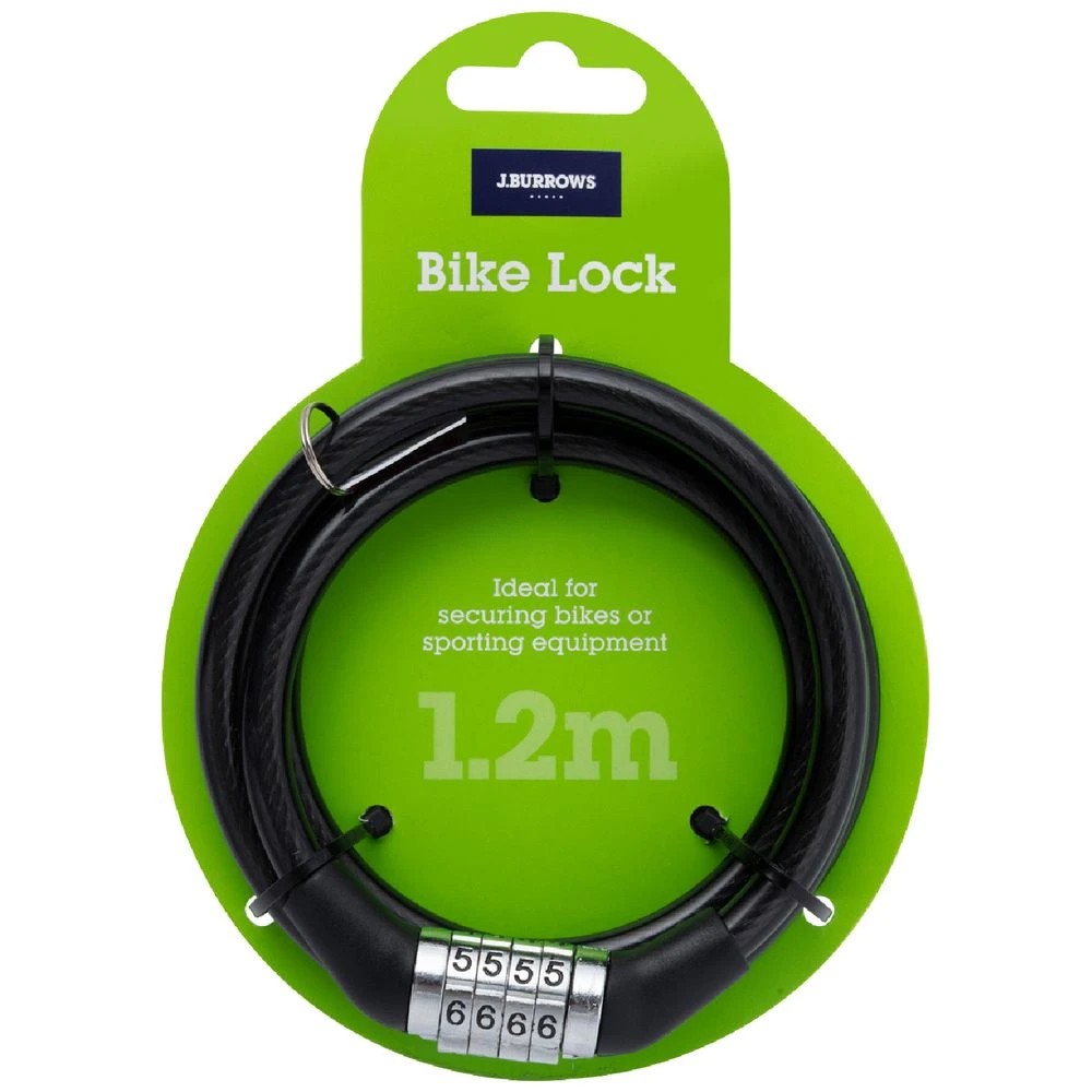 1 J.Burrows 4 Dial Combination Bike Lock Blue and Black, 1 of 3