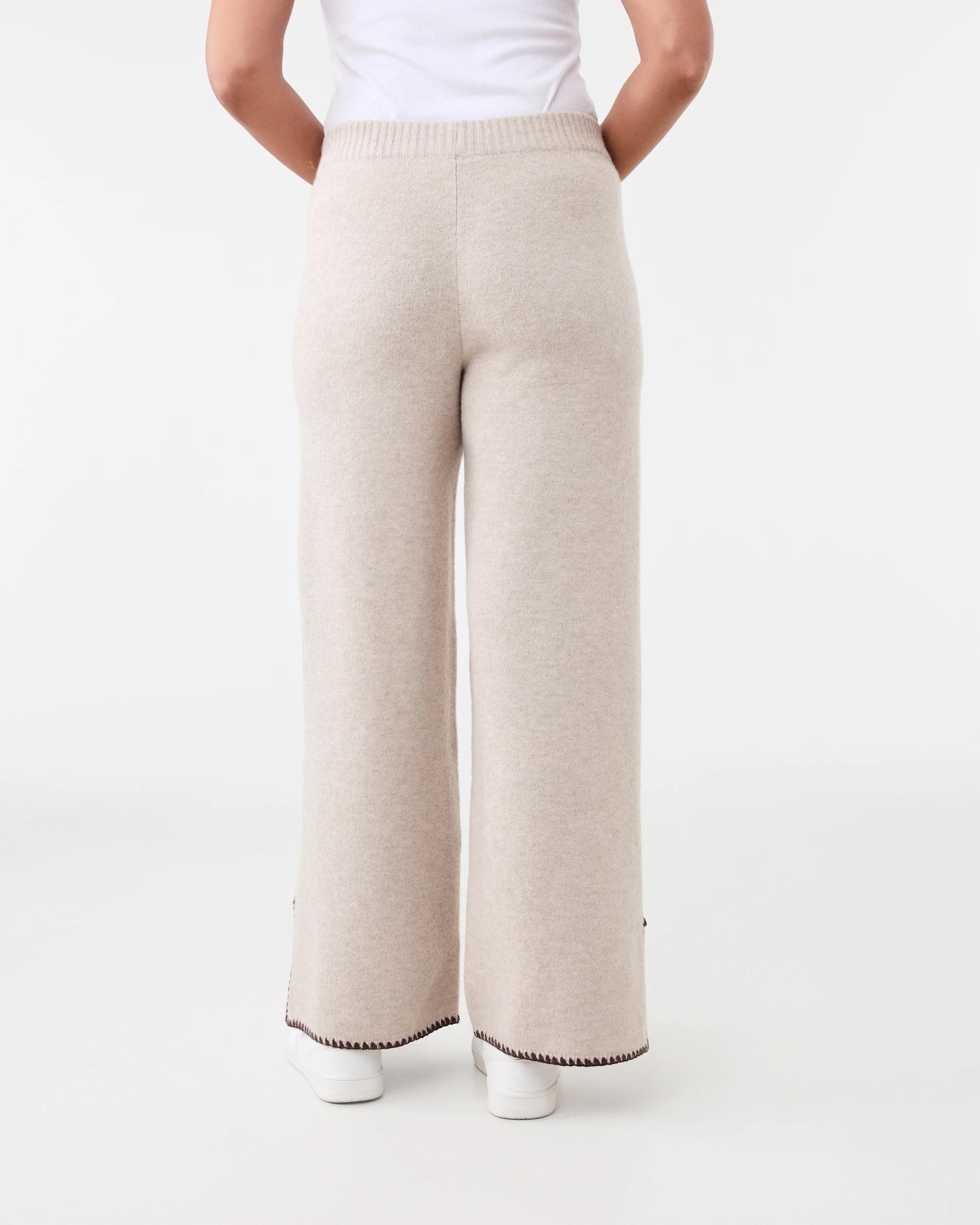 3 Blanket Stitch Hem True Knit Pants Bge Otml, 3 of 5