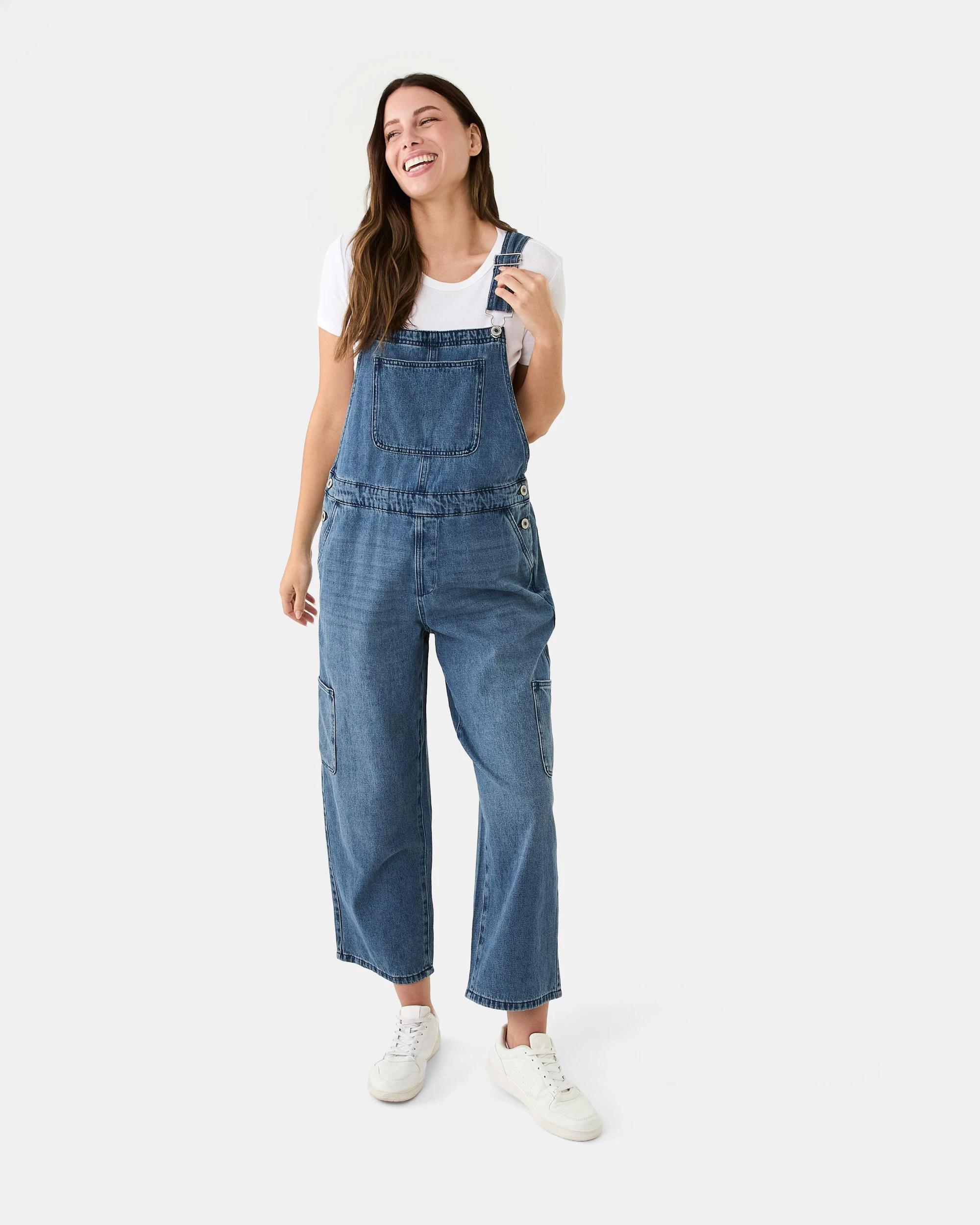 1 Sleeveless Denim Dungaree Mid Denim, 1 of 10