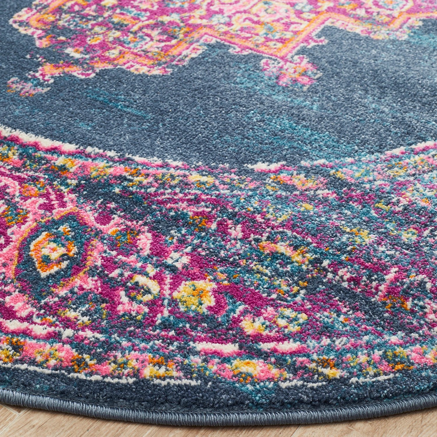 3 Common Ground Rugs Atlas 211 240x240cm - Large Round Power Loomed Pet Friendly Rug - Blue, 3 of 7